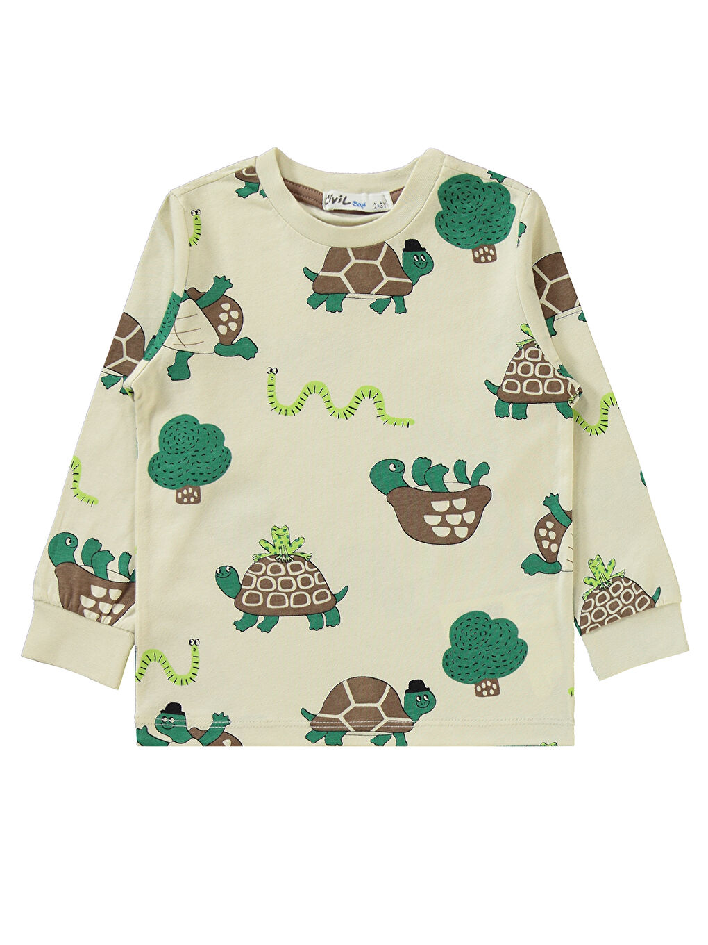 Bej Erkek Çocuk Pijama Takımı 2-5 Yaş Taş Rengi-3