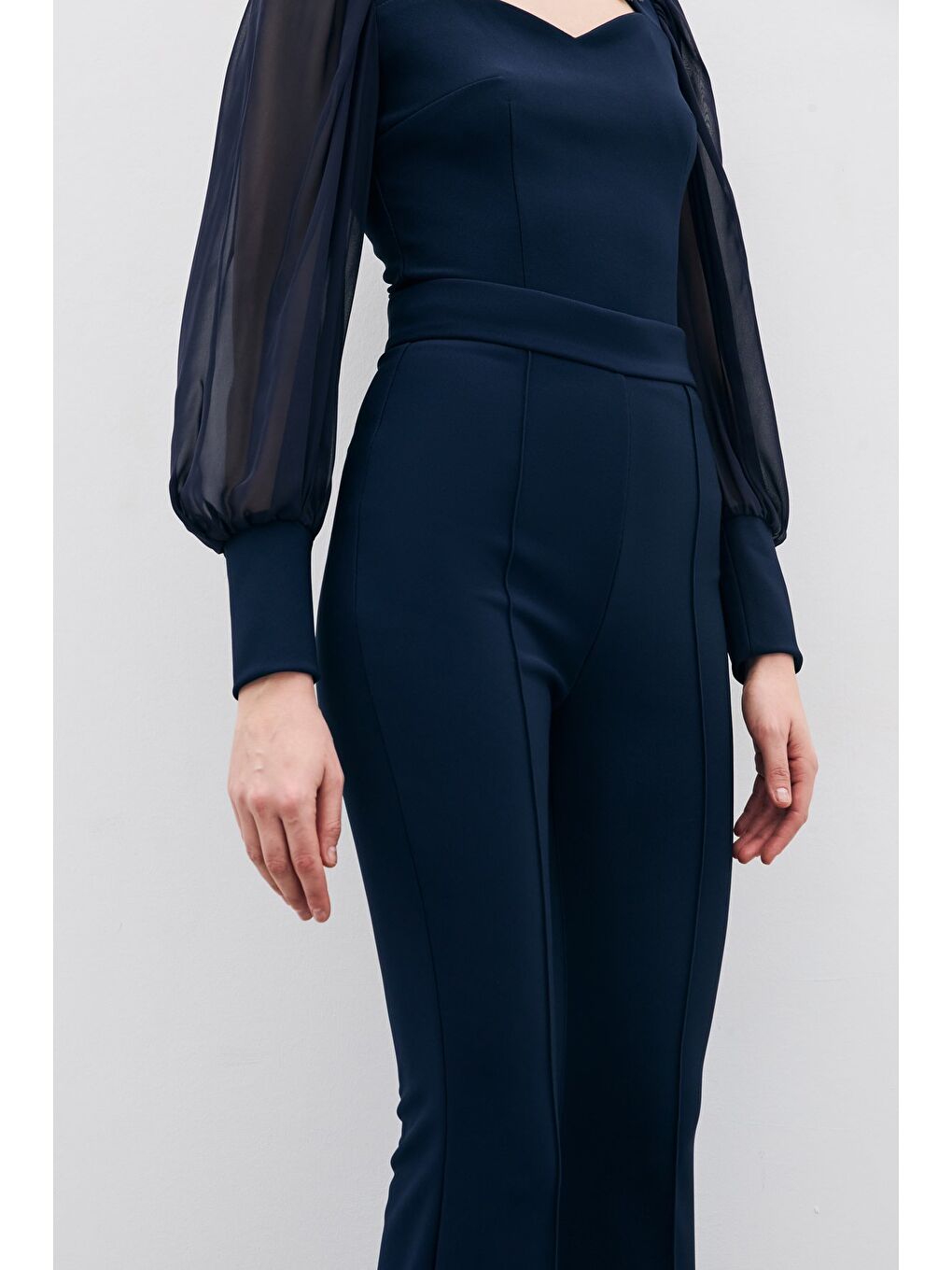 İspanyol Paça Pantolon - Lacivert-4