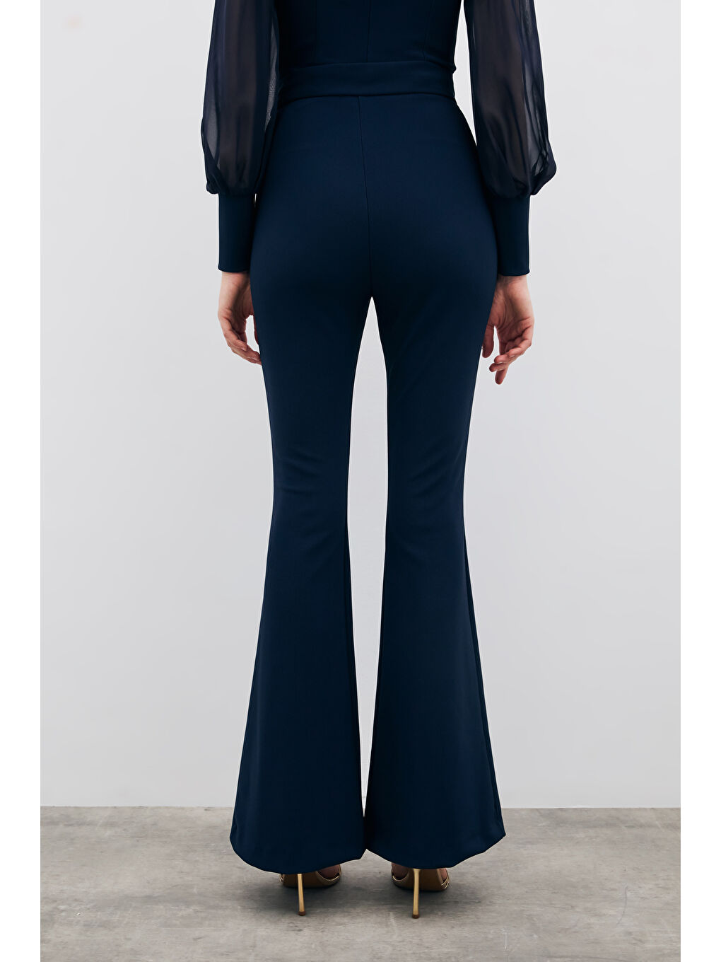 İspanyol Paça Pantolon - Lacivert-5