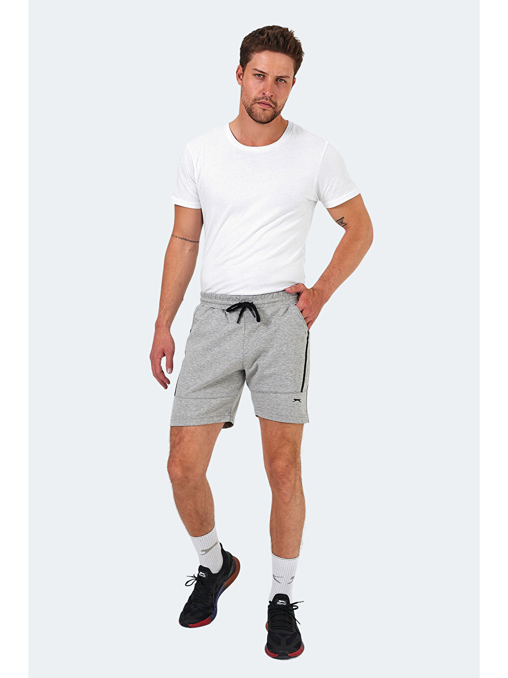 NAZAIRE IN Erkek Cepli Fıtness Gri Şort-5
