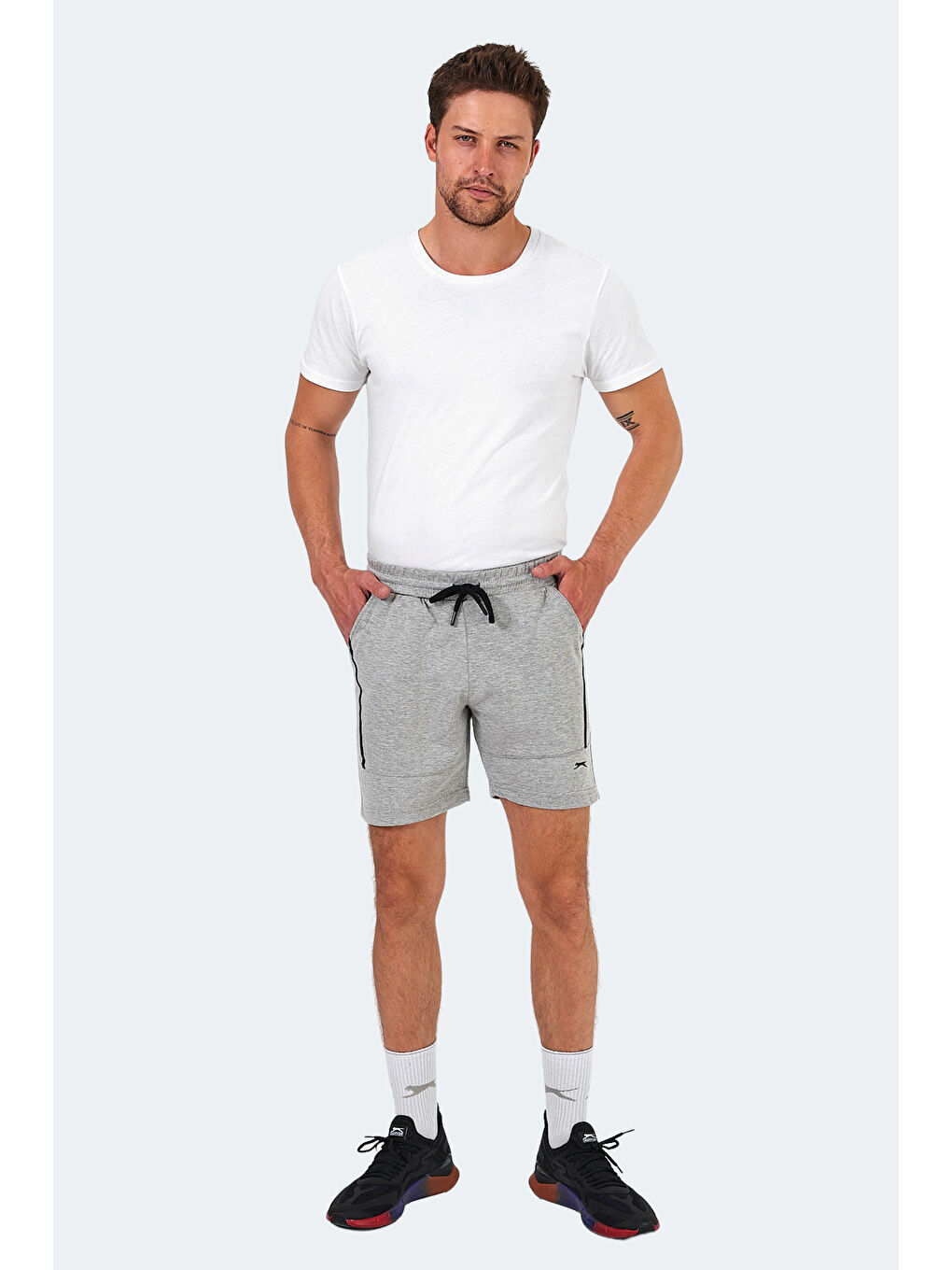NAZAIRE IN Erkek Cepli Fıtness Gri Şort-6