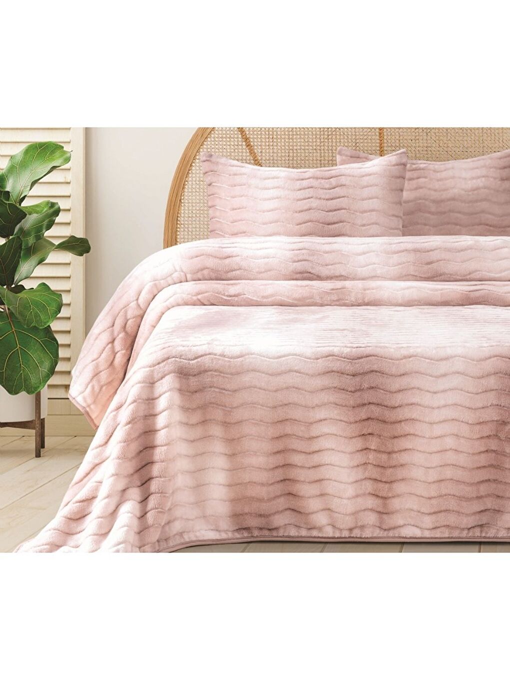 Pembe Dream Home 3 Parça Çift Kişilik Battaniye Seti Kutulu 220x240 Blush