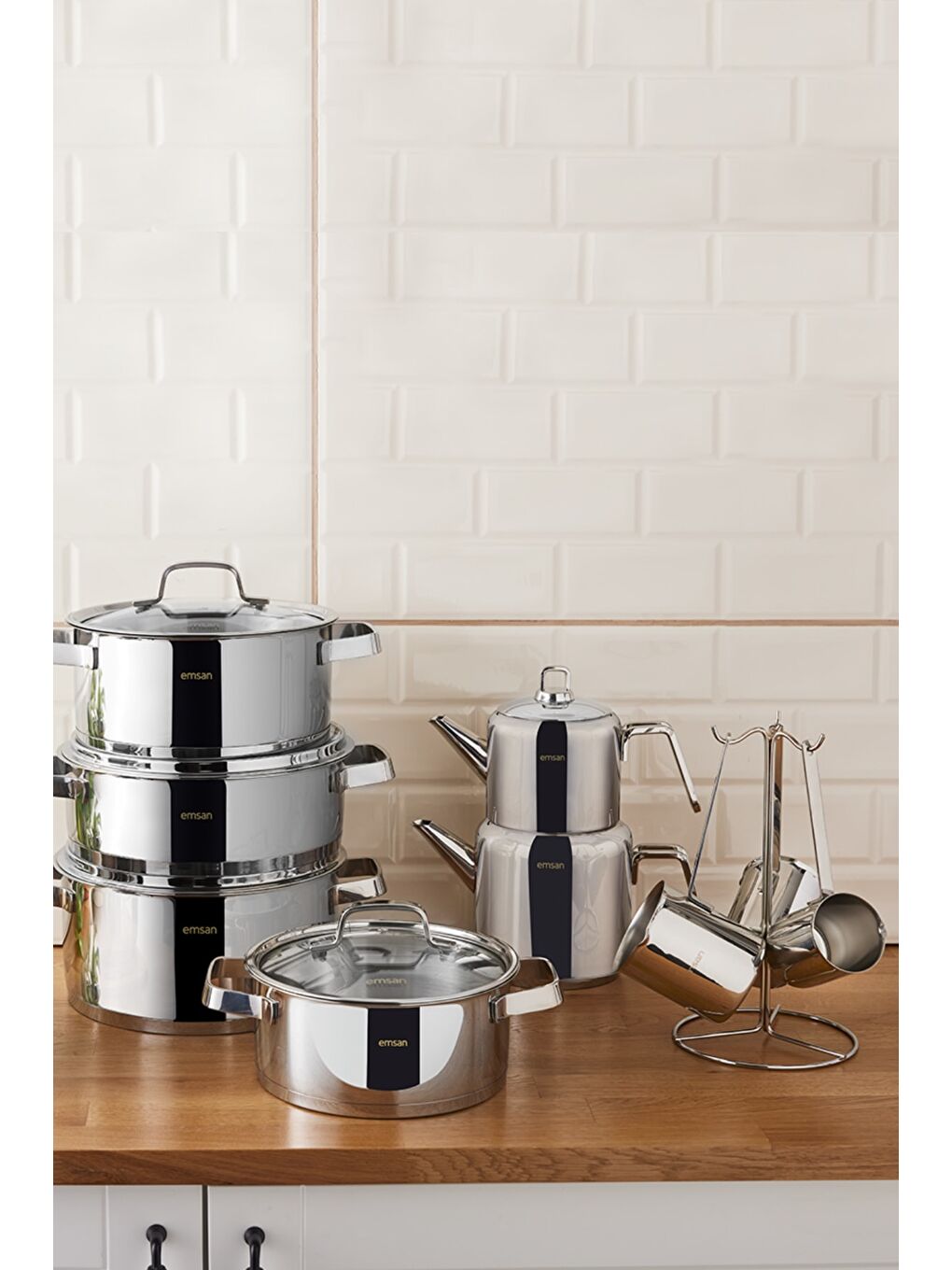 Gri Asterion 17 Parça Çelik Çeyiz Seti-4