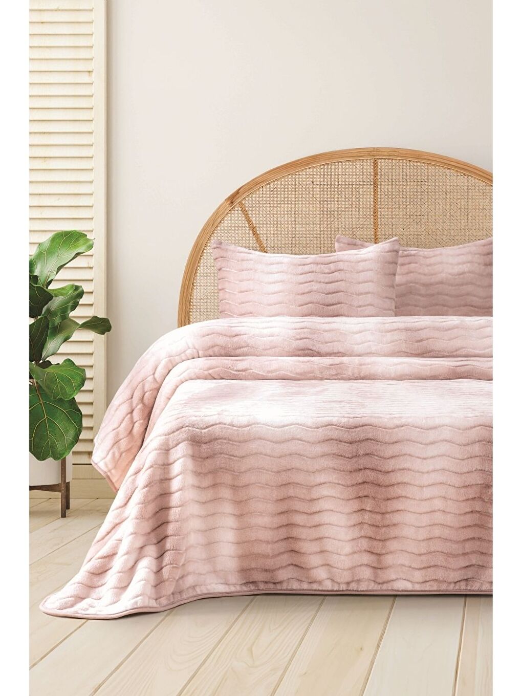 Pembe Dream Home 3 Parça Çift Kişilik Battaniye Seti Kutulu 220x240 Blush-1