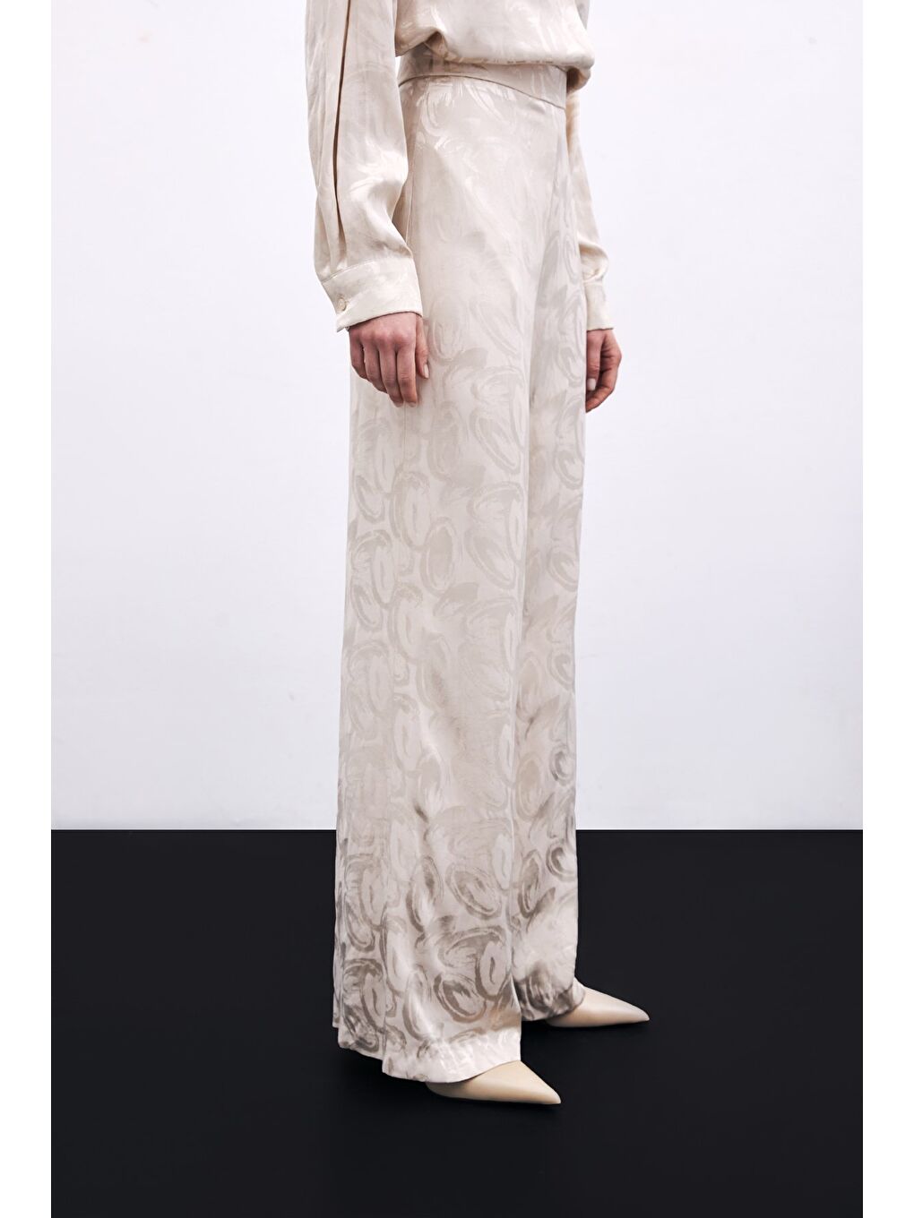 Jakarlı Salaş Pantolon - Bej-5