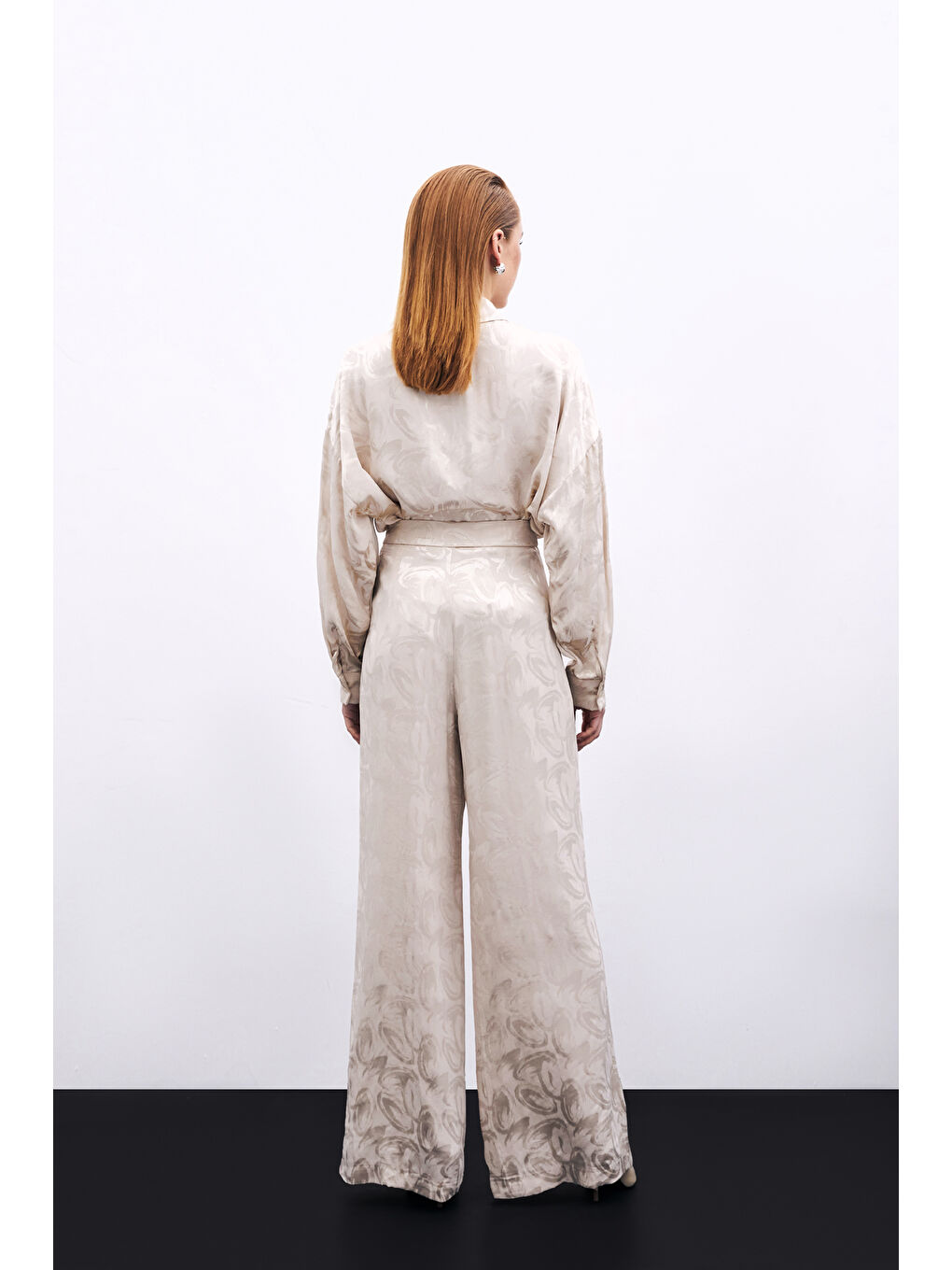 Jakarlı Salaş Pantolon - Bej-6