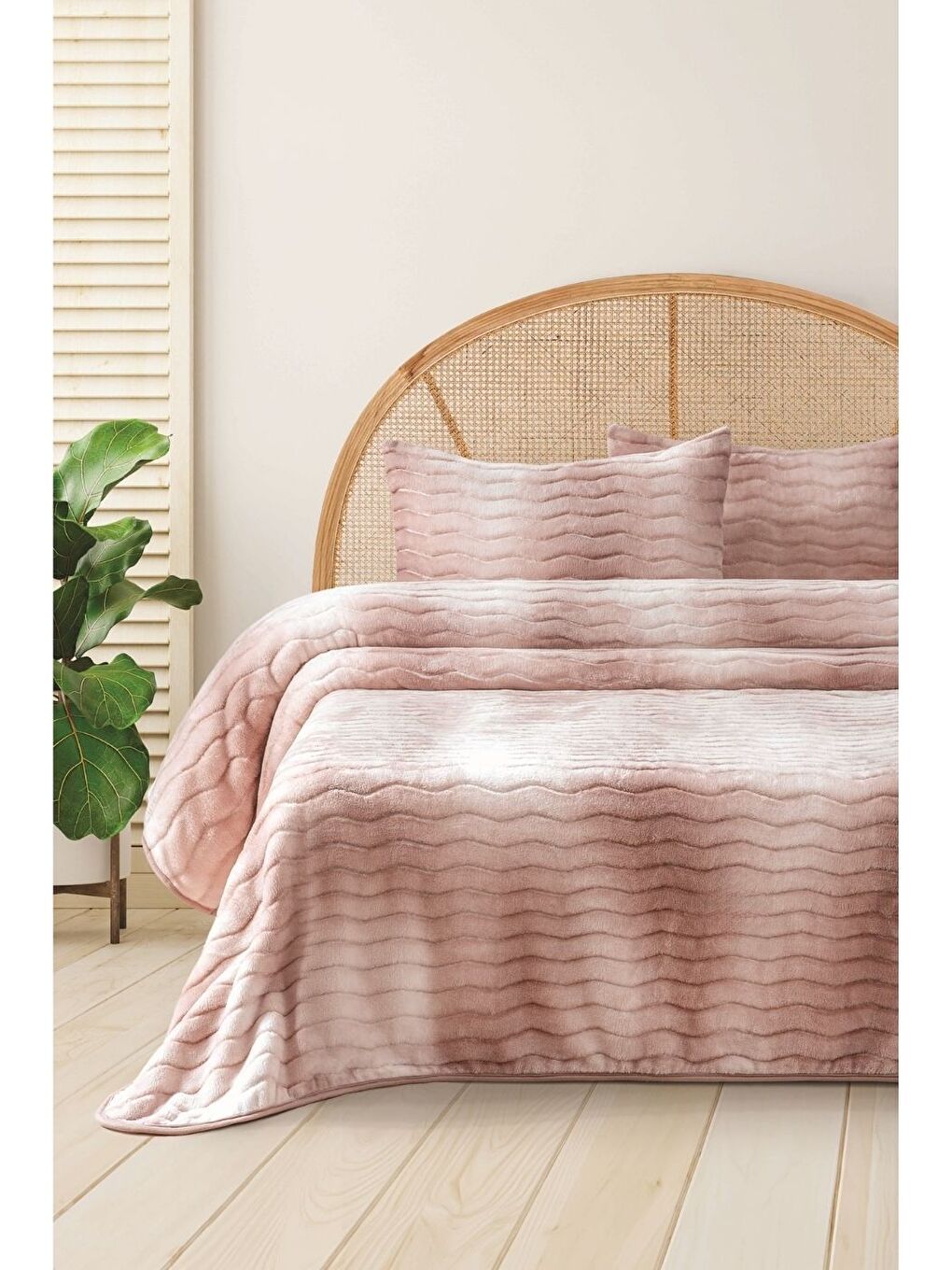 Pembe Dream Home 3 Parça Battaniye Seti 220x240 cm Pudra