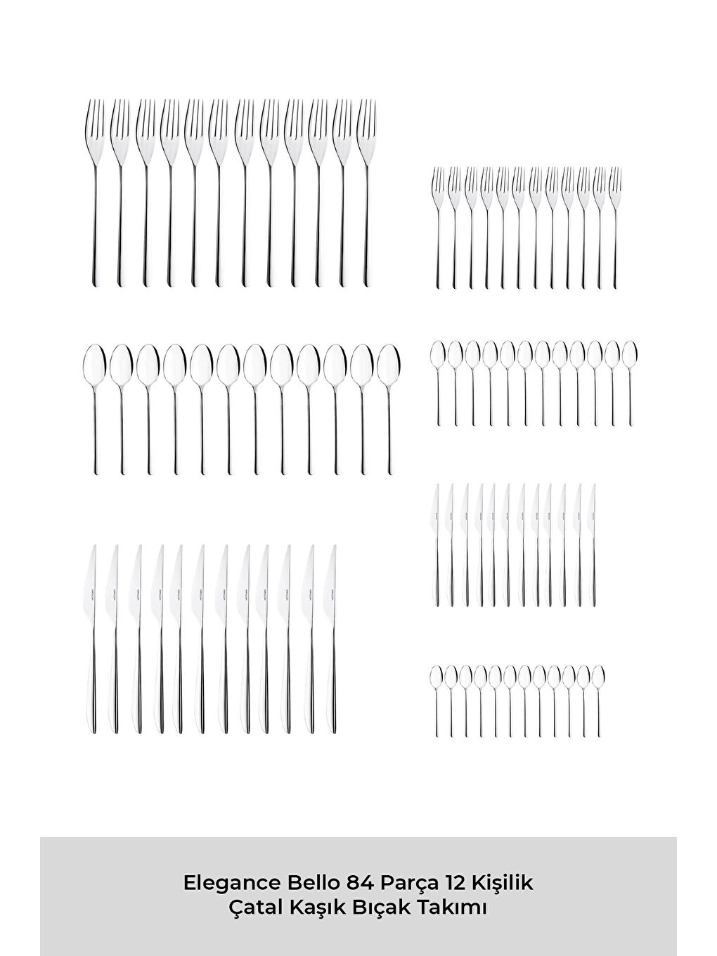 Gri Elegance Bello 84 Parça 12 Kişilik Çatal Kaşık Bıçak Seti Lüks Kutulu-4