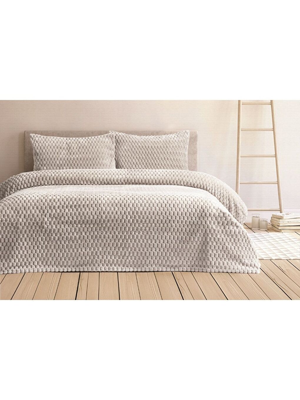 Gri Sign Collection 3 Parça Çift Kişilik Battaniye Seti Kutulu 220x240 Duman