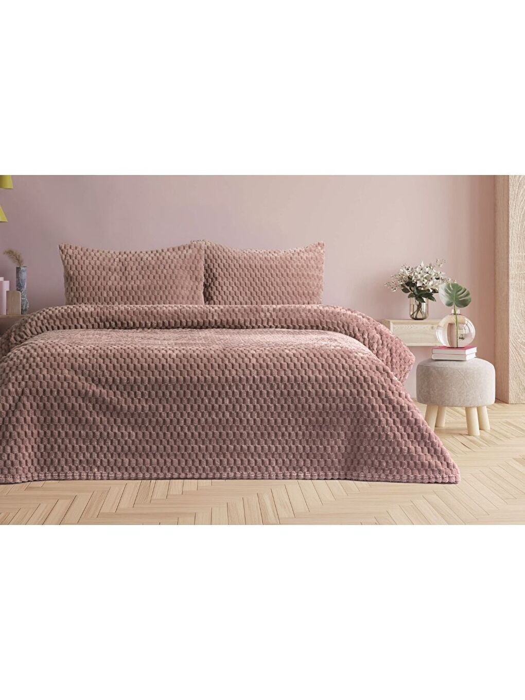 Pembe Sign Collection 3 Parça Çift Kişilik Battaniye Seti Kutulu 220x240 Rose