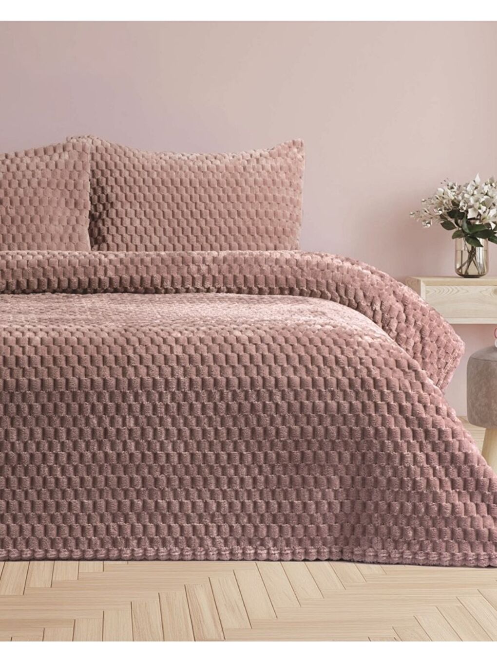 Pembe Sign Collection 3 Parça Çift Kişilik Battaniye Seti Kutulu 220x240 Rose-2
