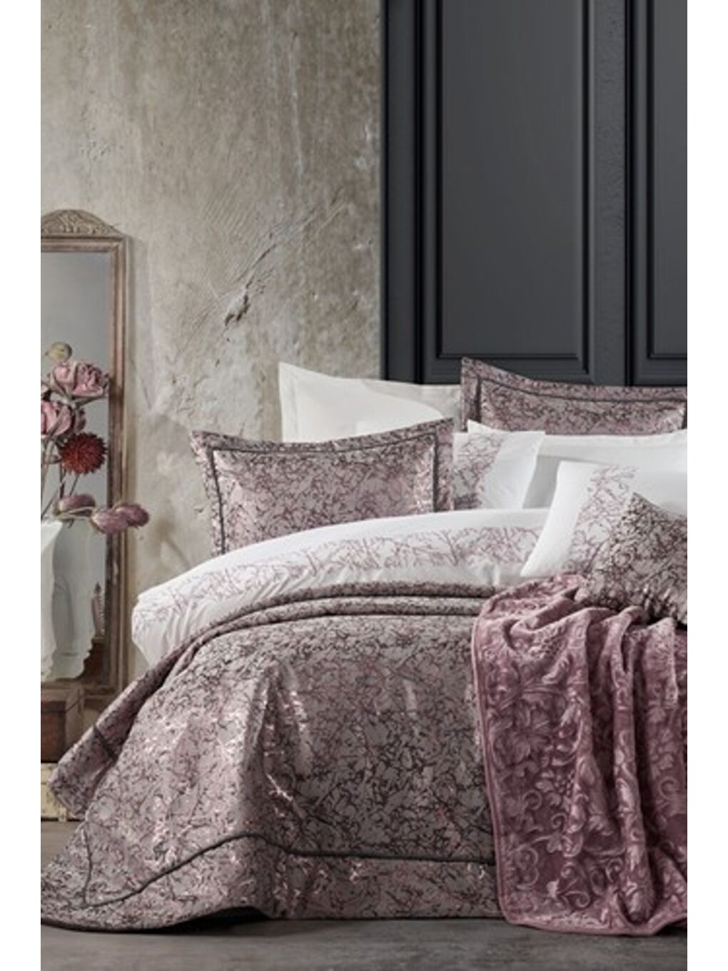 Karışık Pamuk Box Çeyiz Seti Destina Pudra