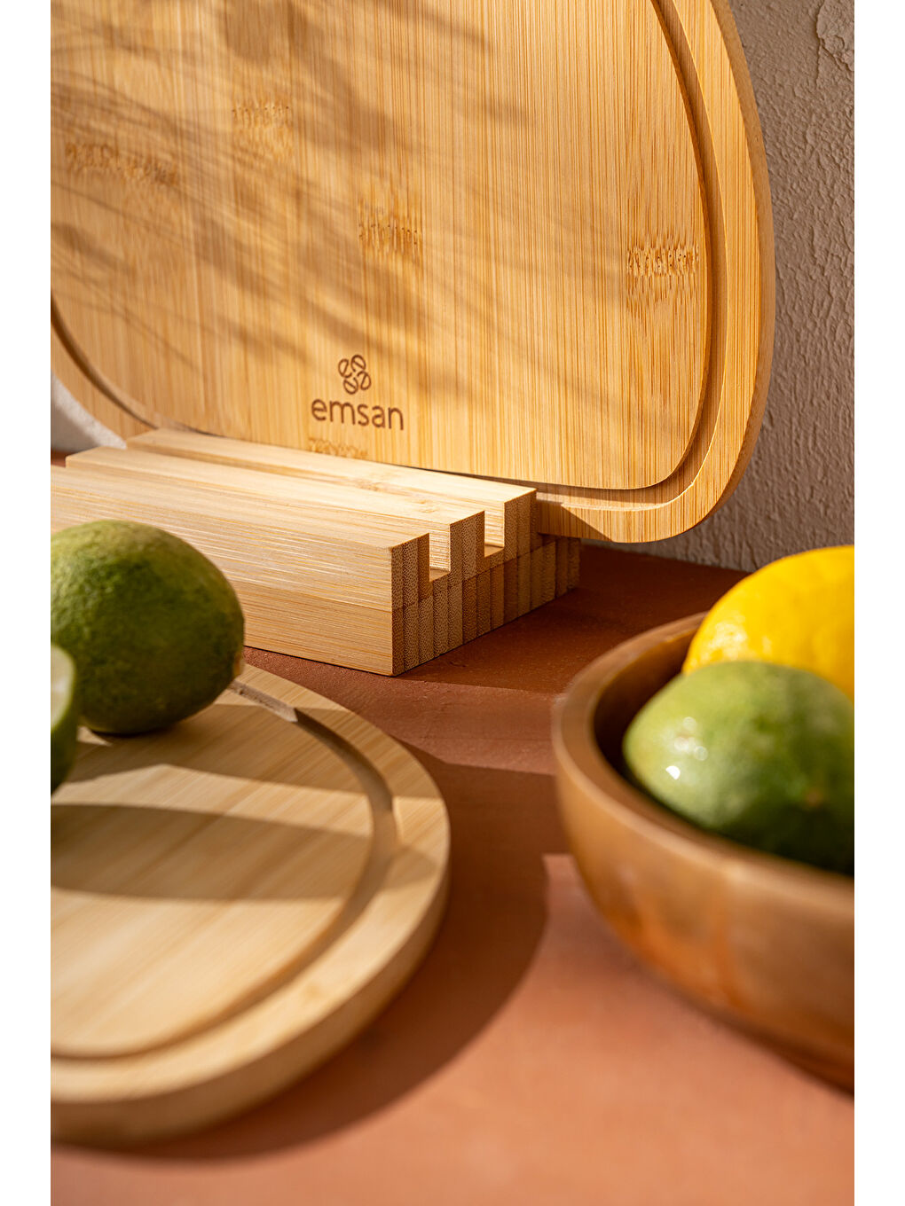 Kahverengi Bambu Threeline 3'lü Kesme Tahtası-4