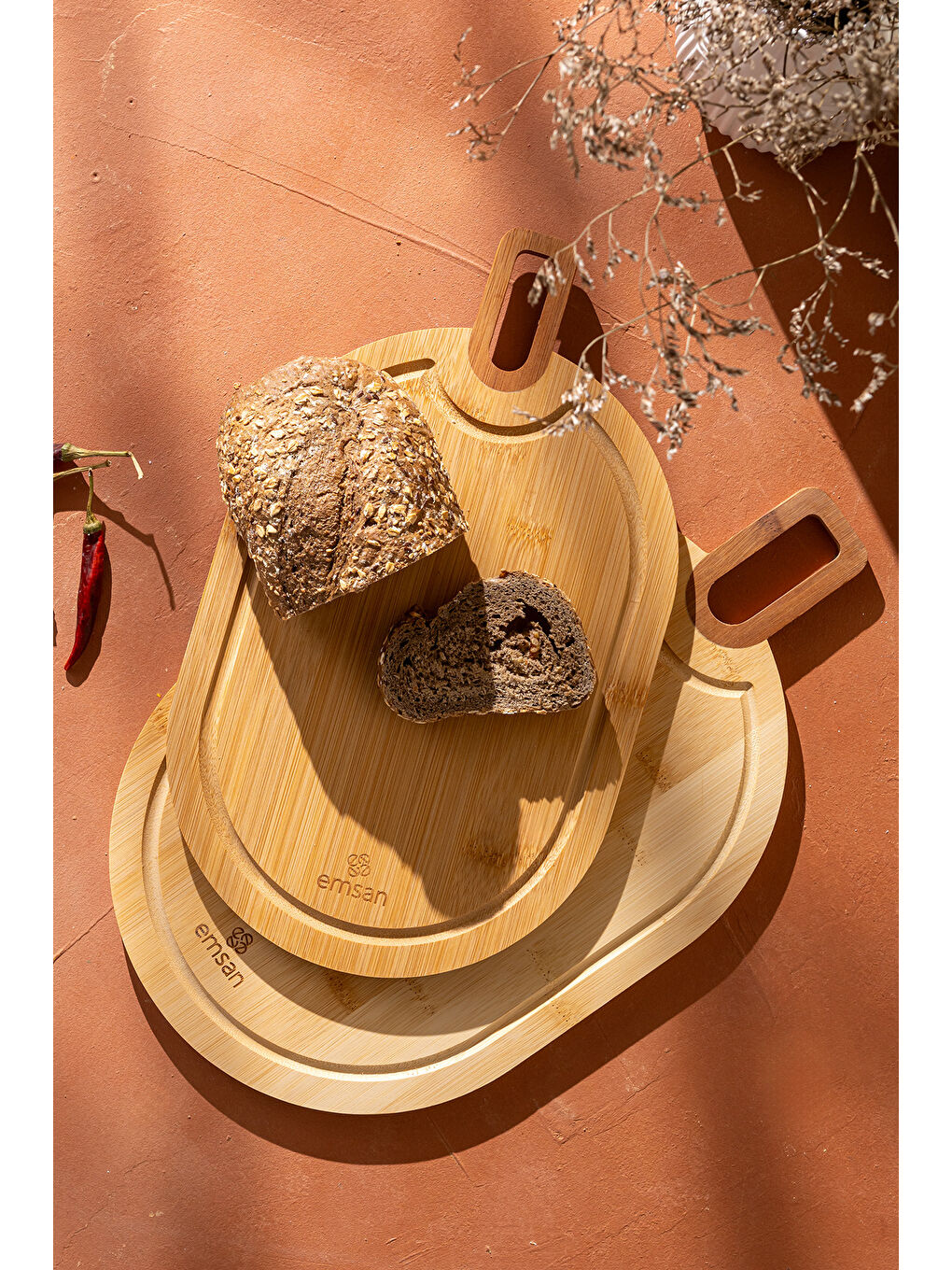 Kahverengi Bambu Lavin 2'li Kesme Tahtası-4