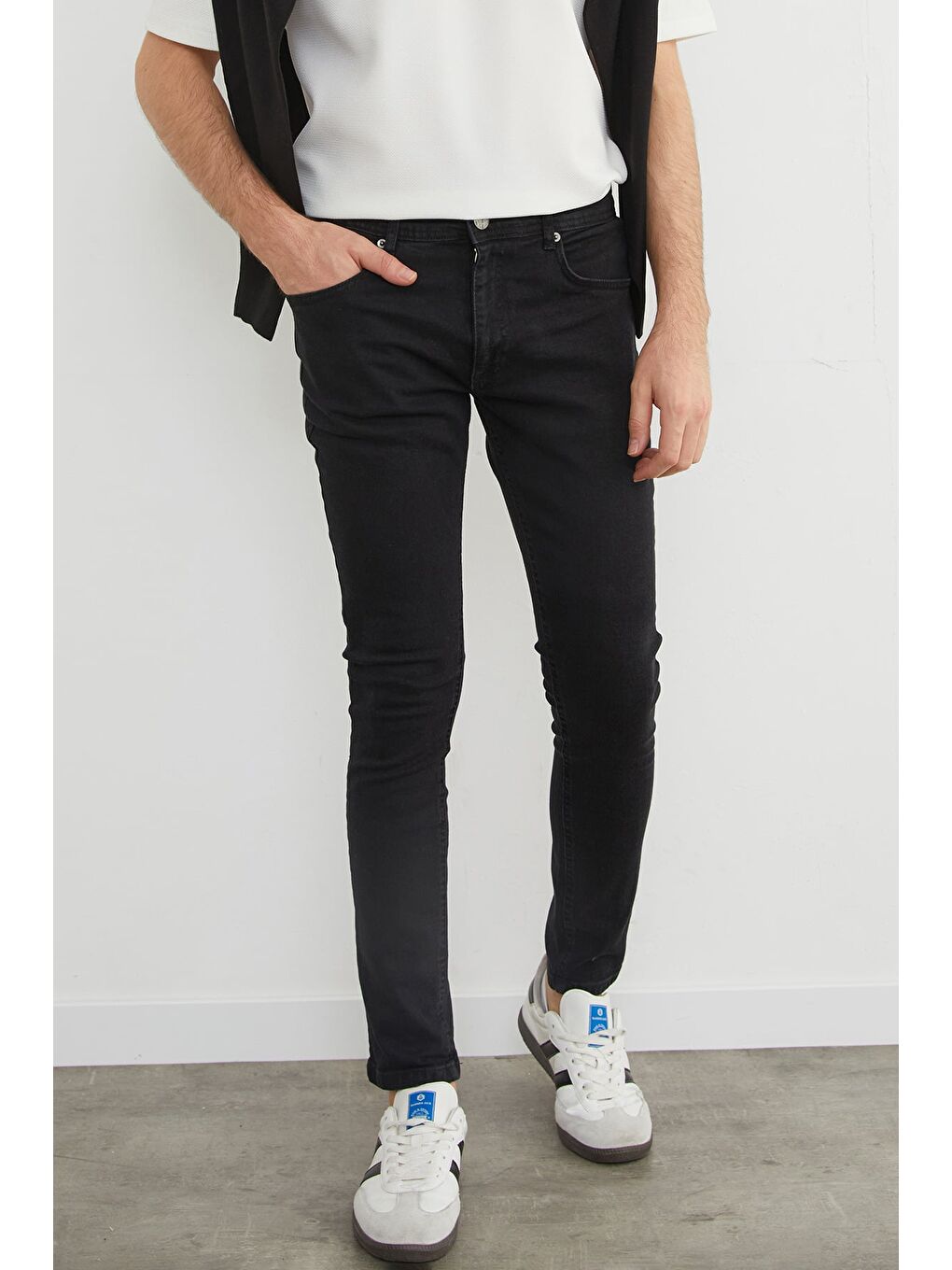 Antrasit Fermuarlı Skinny Jean Pantolon-1