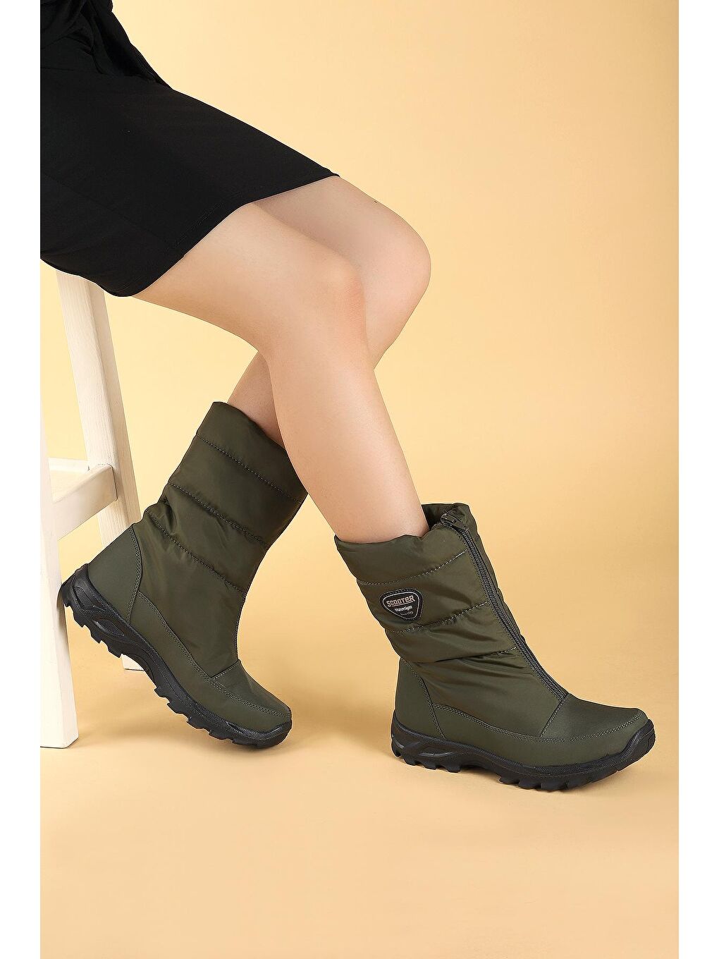 Haki Z5547 %100 Deri Asla Su Geçirmez Kadın Bot Ayakkabı