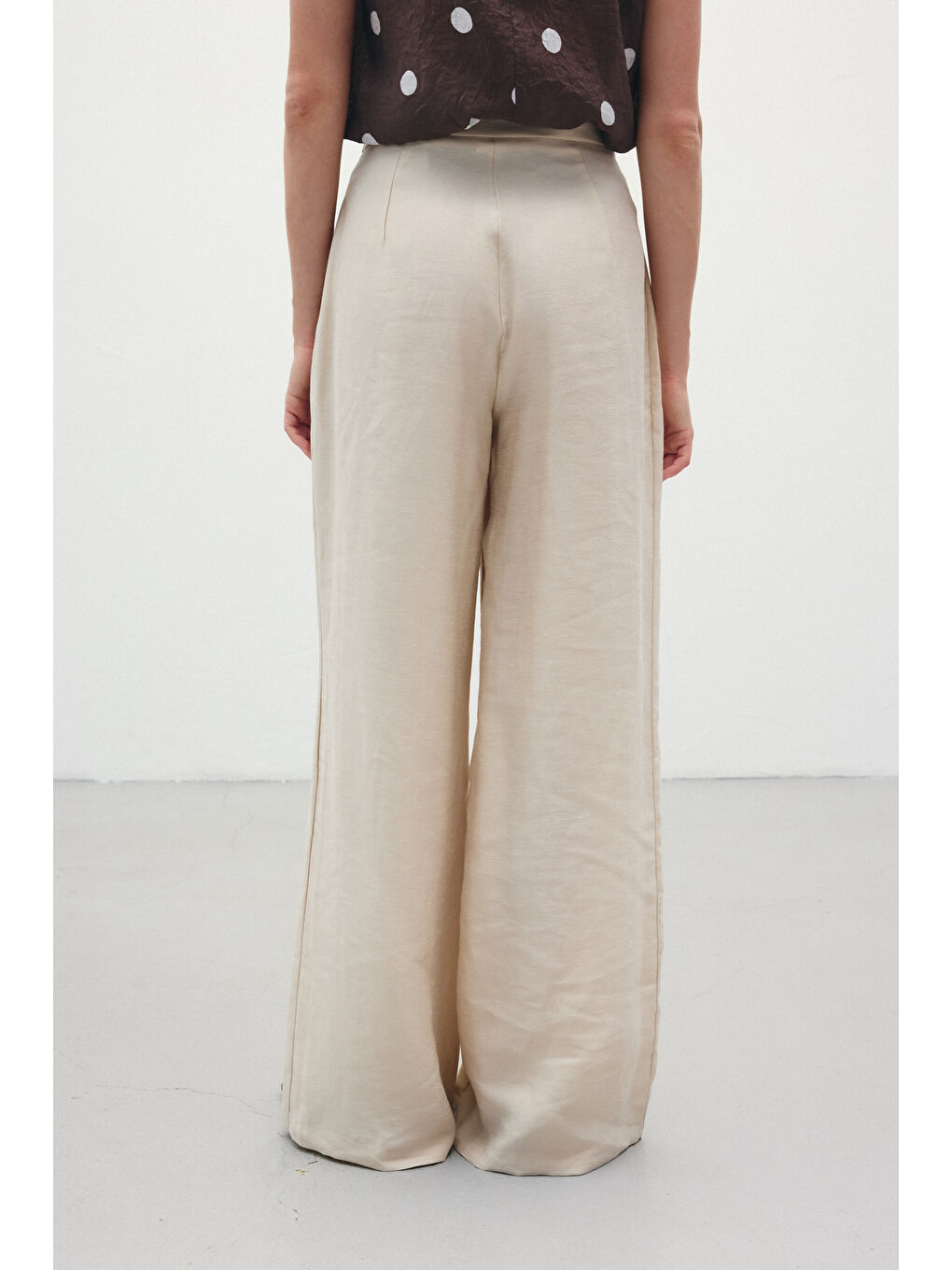 Bej Salaş Keten Pantolon - Taş-5