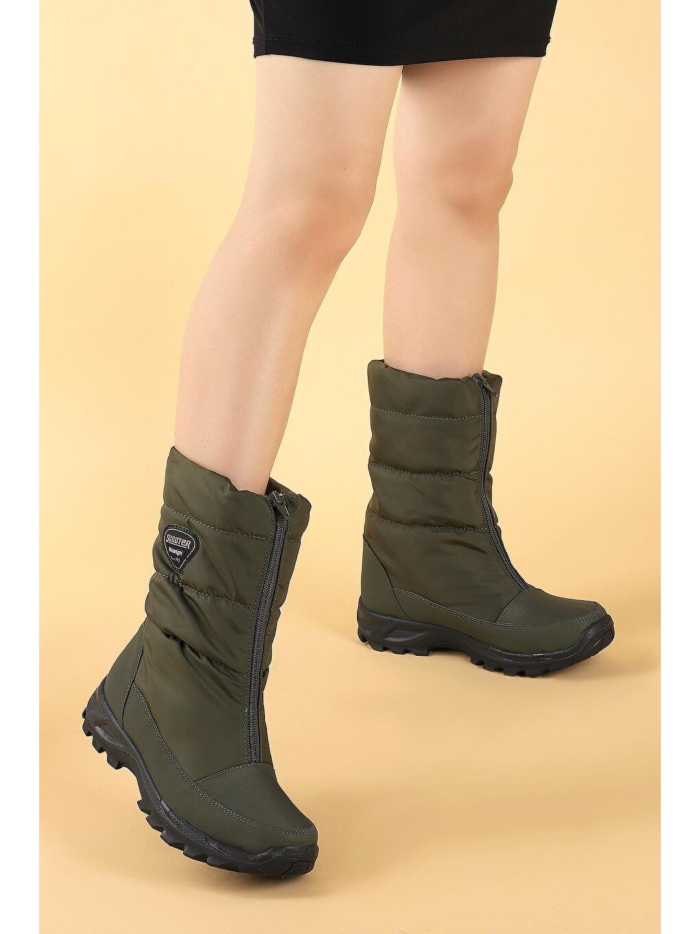 Haki Z5547 %100 Deri Asla Su Geçirmez Kadın Bot Ayakkabı-2