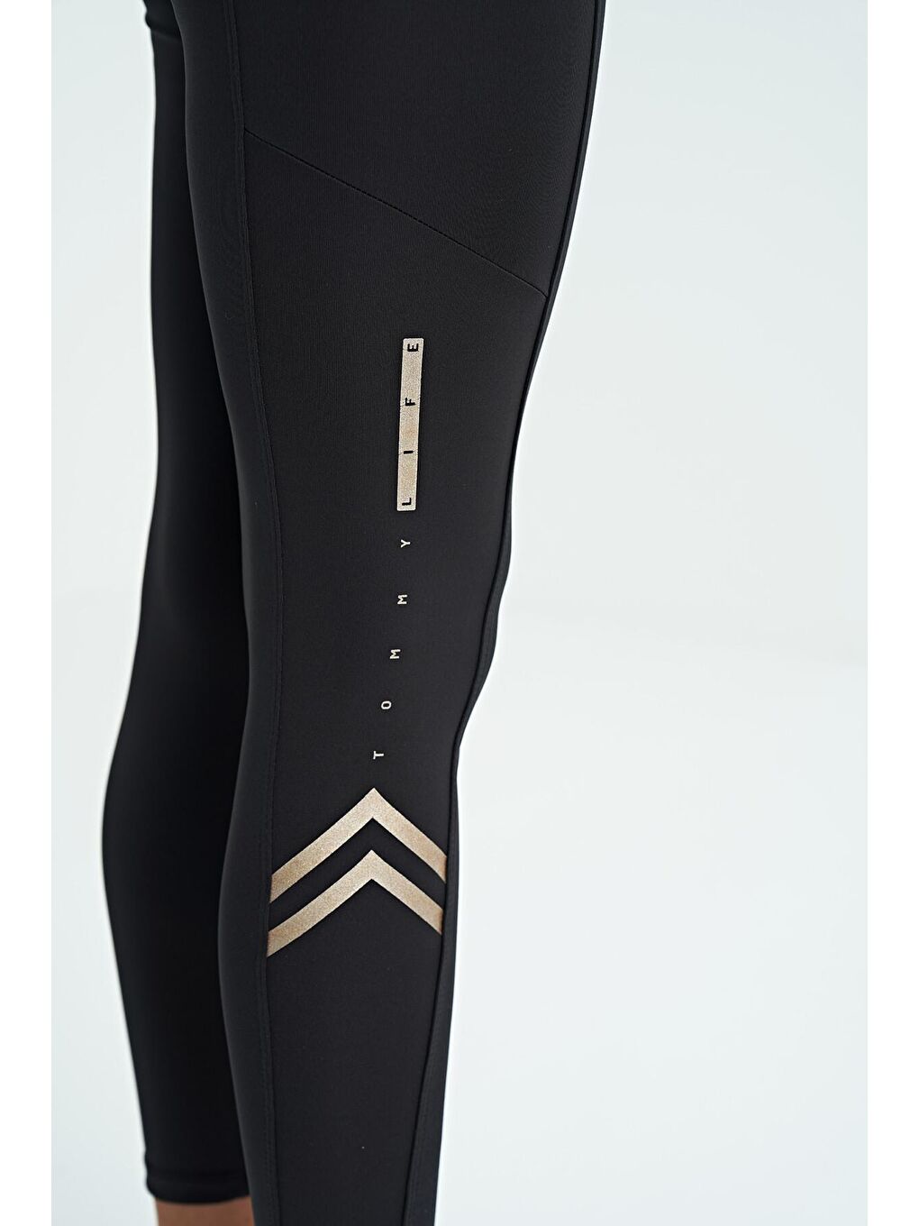 Siyah Şerit Detaylı Dalgıç Kumaş Slim Fit Yüksek Bel  Kadın Tayt - 94637-2