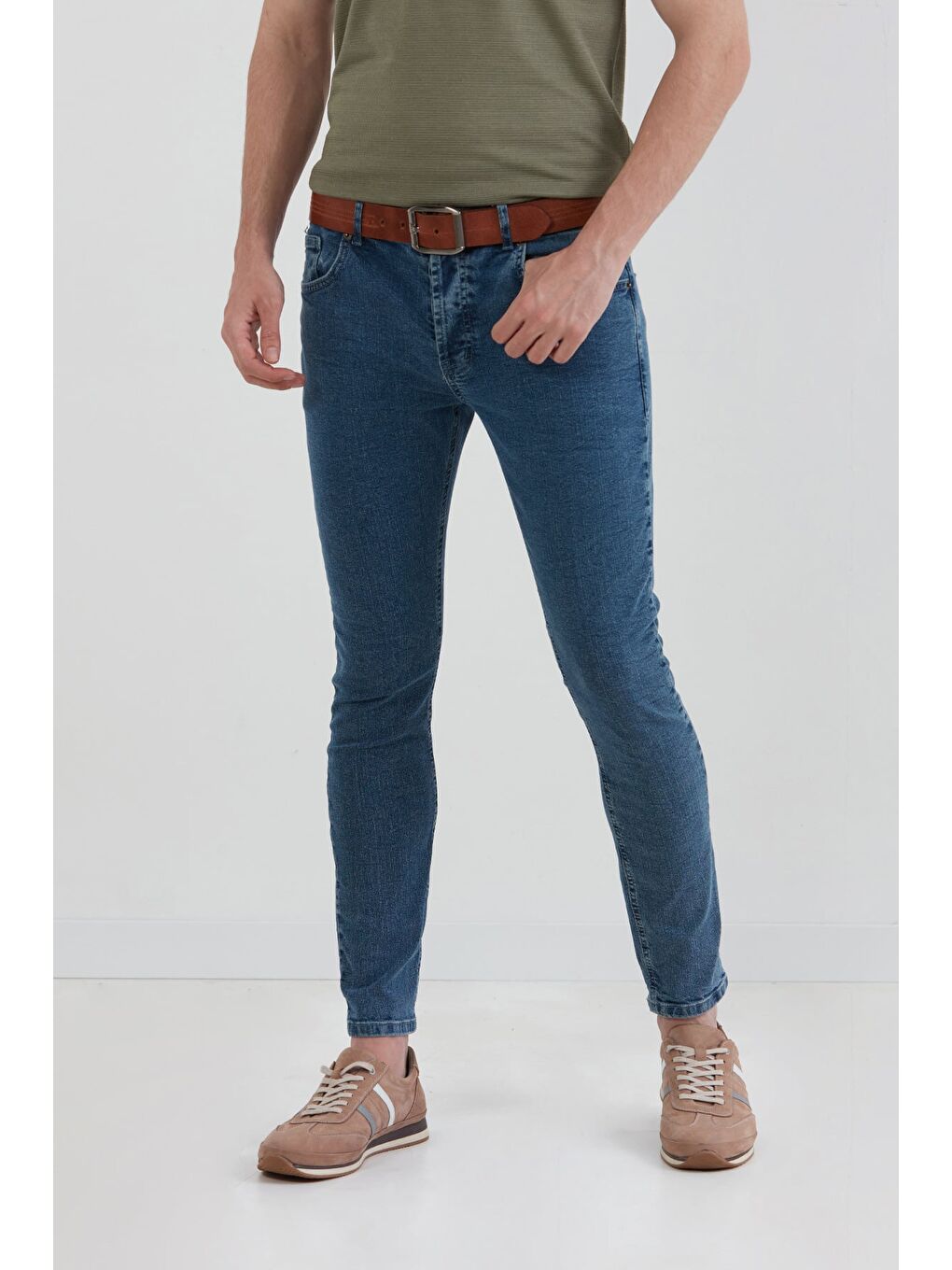Mavi Fermuarlı Skinny Jean Pantolon-2