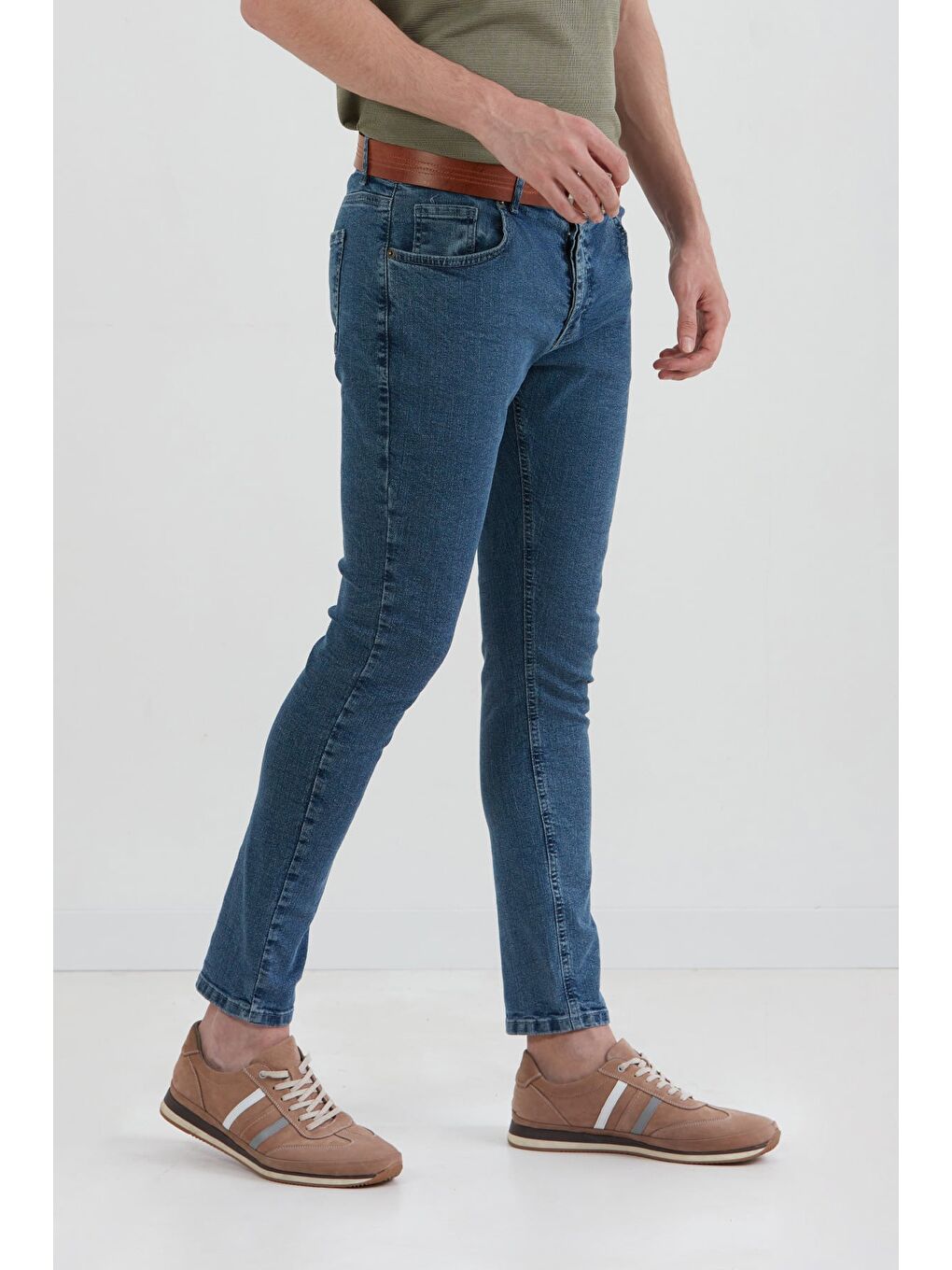 Mavi Fermuarlı Skinny Jean Pantolon-3
