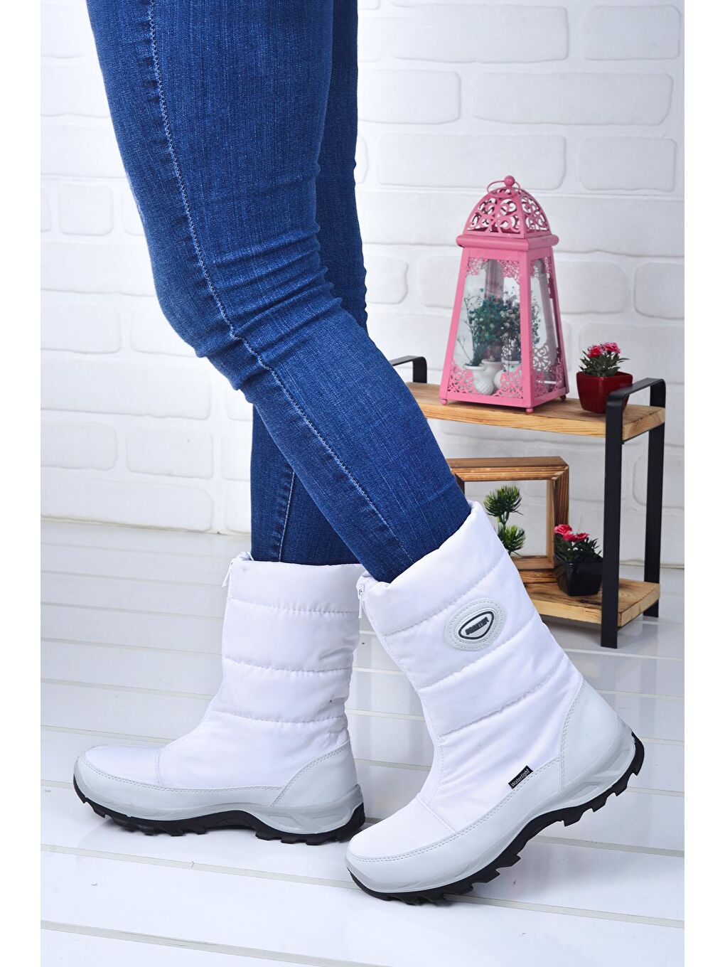 Beyaz Z5547 %100 Deri Asla Su Geçirmez Kadın Bot Ayakkabı