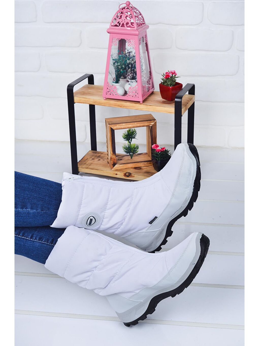 Beyaz Z5547 %100 Deri Asla Su Geçirmez Kadın Bot Ayakkabı-1