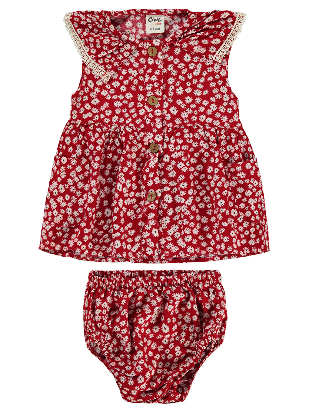 Baby Kız Bebek Elbise 6-18 Ay Kırmızı