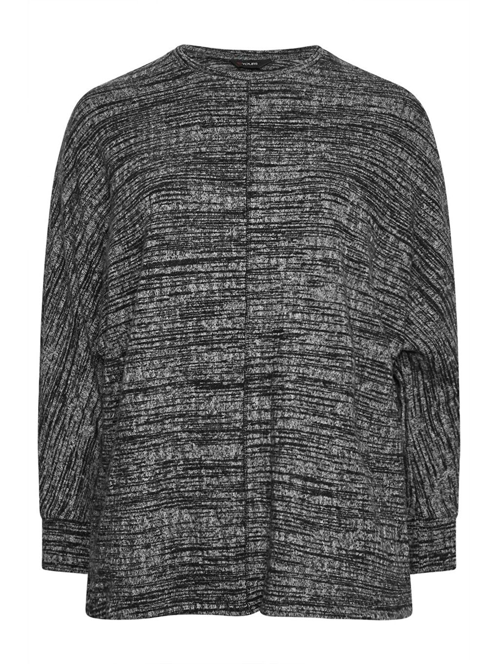 Antrasit Büyük Beden Bisiklet Yaka Önü Dikiş Detaylı Uzun Kollu Bluz 302607-5