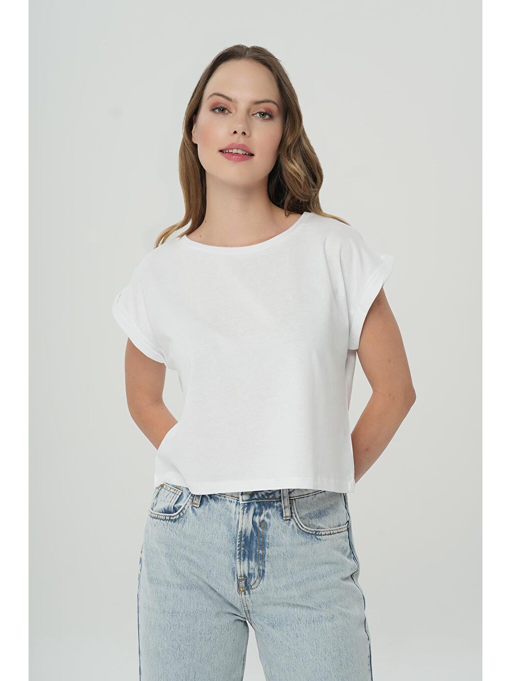 CROSS JEANS Beyaz Oversize Kısa Kollu T-Shirt 56105-008 - 1