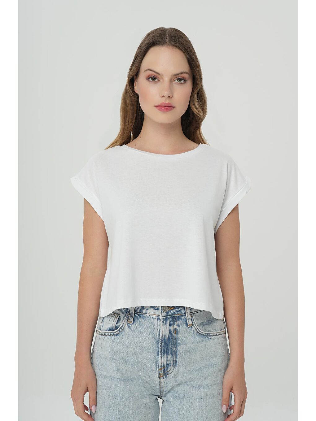 CROSS JEANS Beyaz Oversize Kısa Kollu T-Shirt 56105-008 - 2