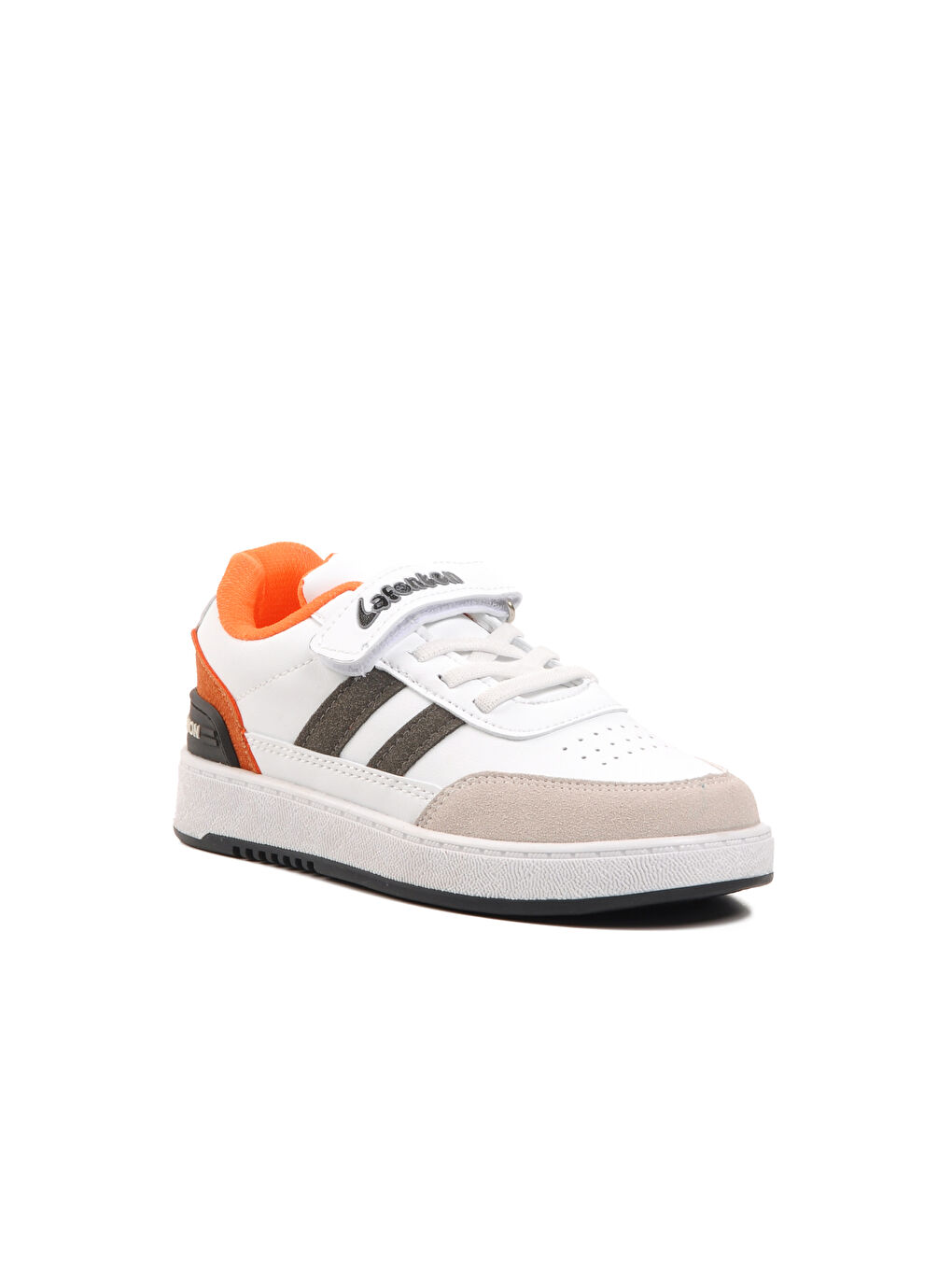 725-24K-P Beyaz-Buz-Turuncu Cırtlı Çocuk Sneaker-2