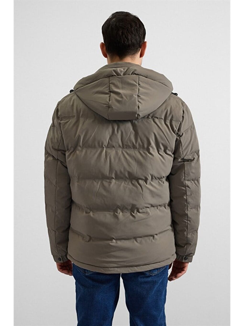 Haki Slim Dik Yaka Düz Cepsiz Fermuar + Çıtçıt Elyaf Dolgulu Standart Mont-6