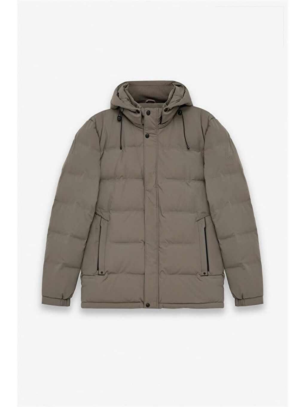 Haki Slim Dik Yaka Düz Cepsiz Fermuar + Çıtçıt Elyaf Dolgulu Standart Mont-9