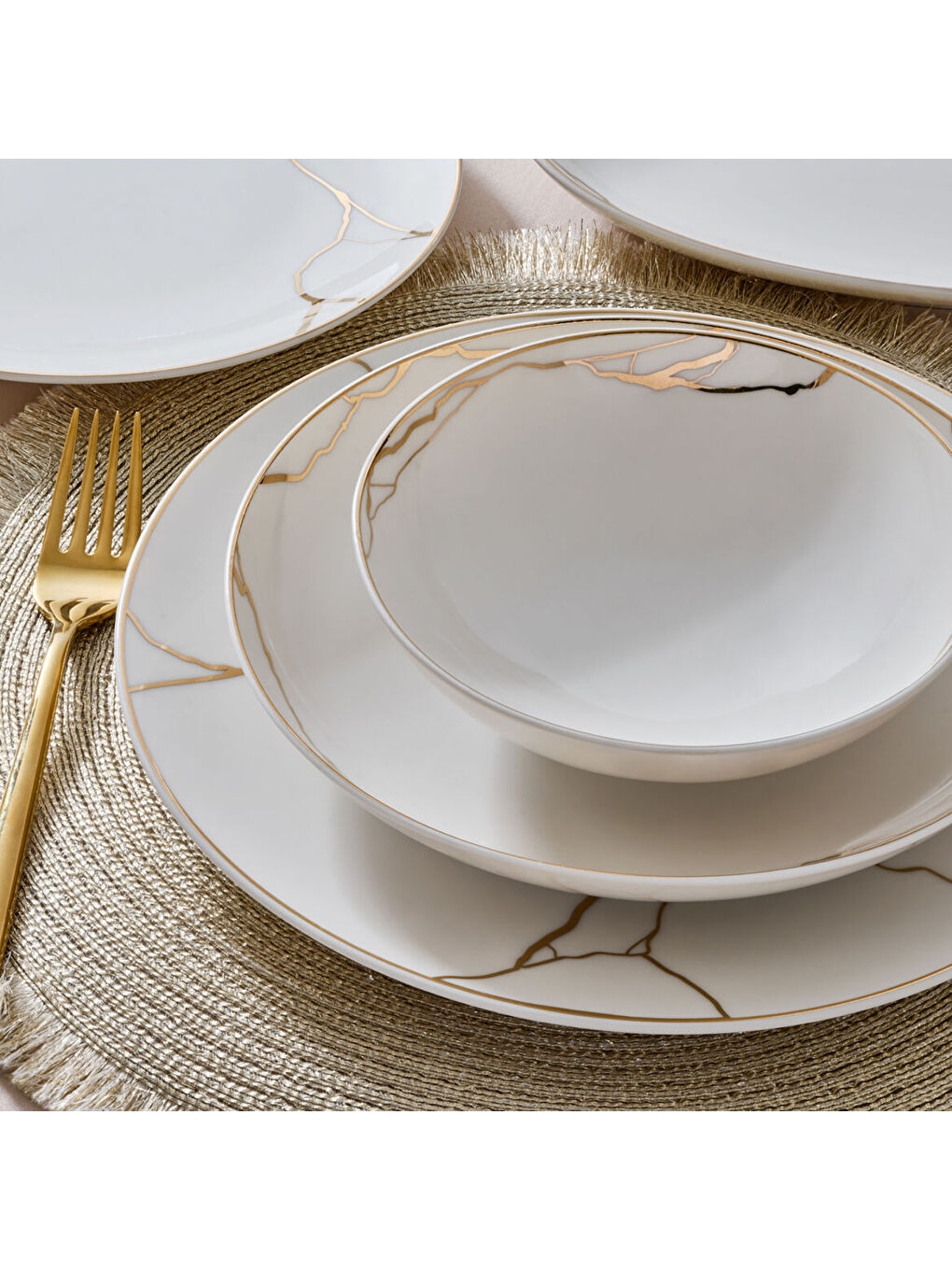 Ekru Camelia 54 Parça 12 Kişilik Yemek Takımı 6687-3