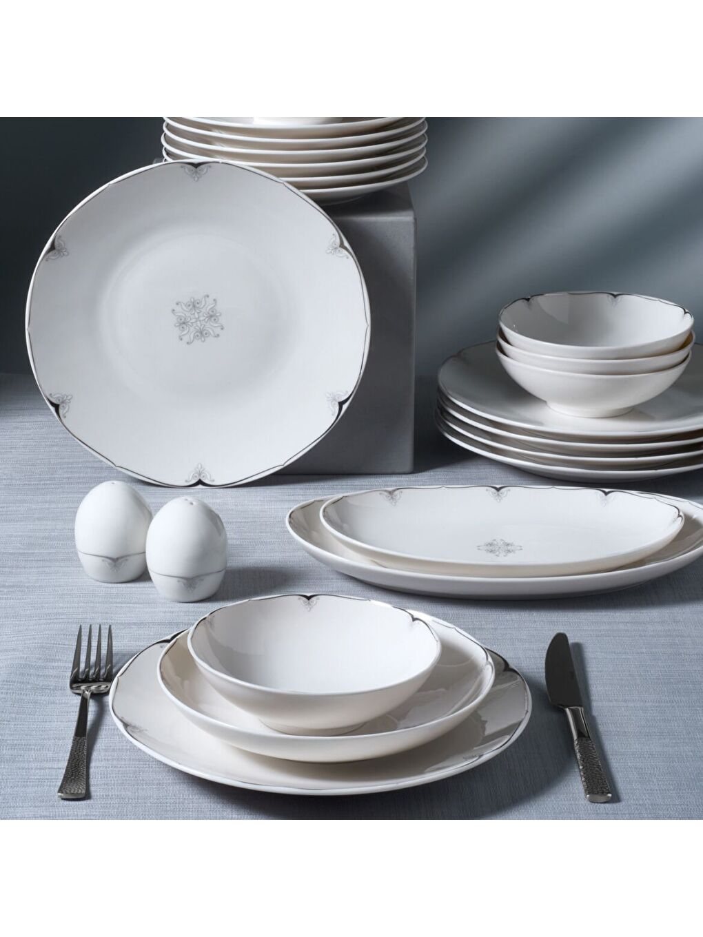 Ekru Camelia 54 Parça 12 Kişilik Yemek Takımı 67101-3