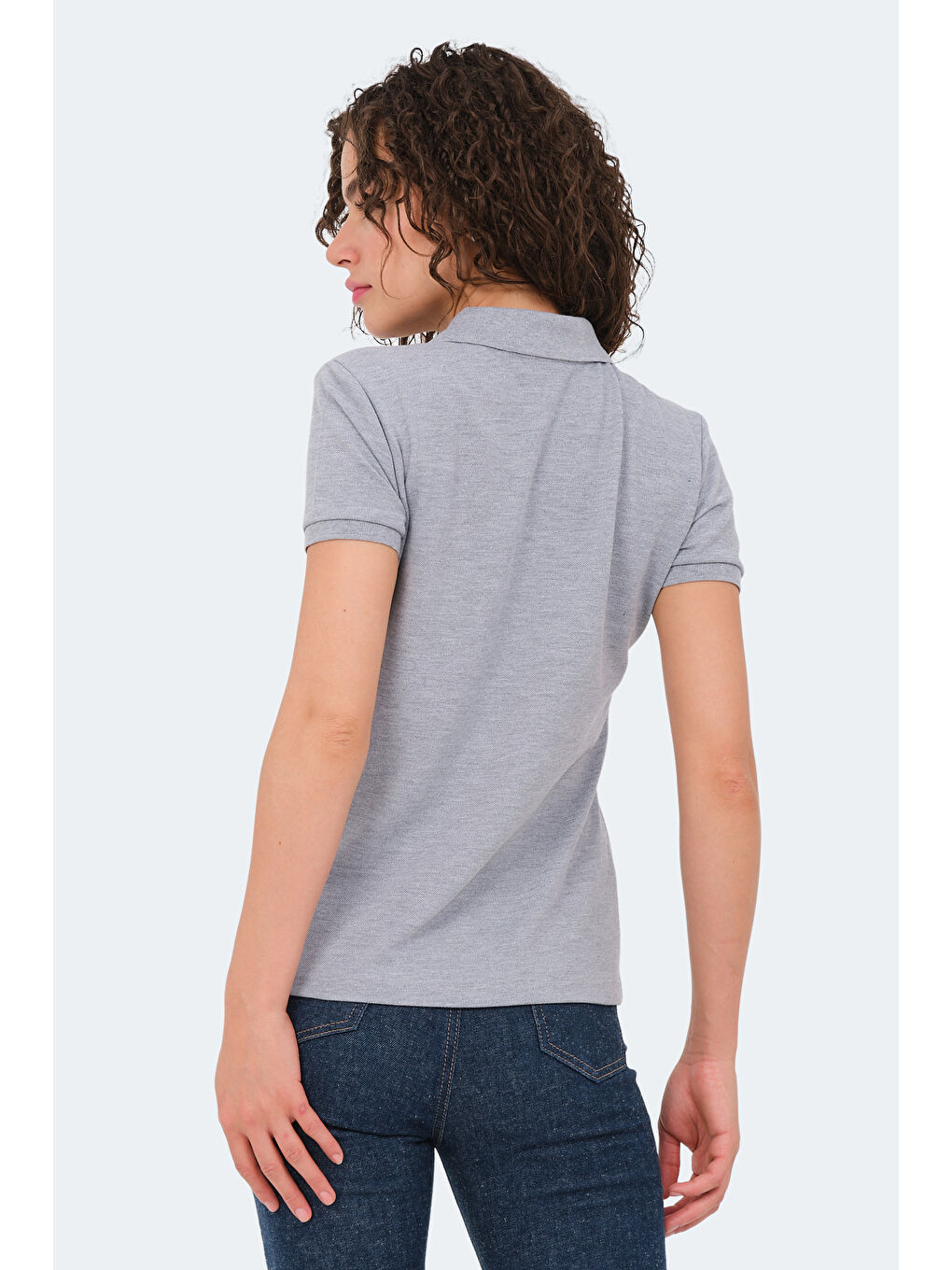 VERA I Kadın Polo Yaka Gri Tişört-1