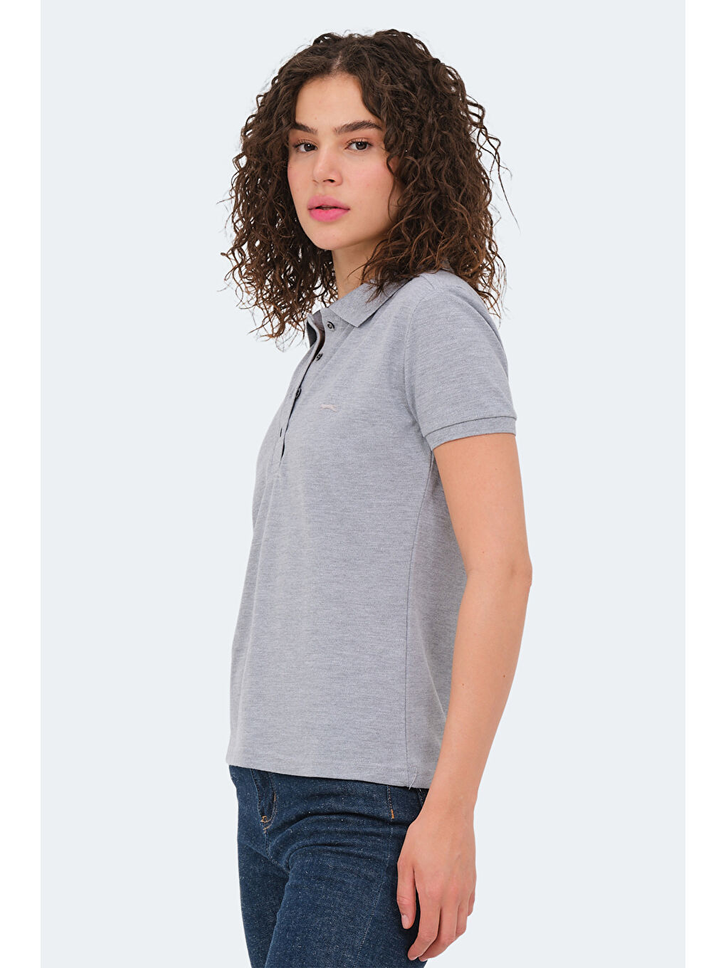 VERA I Kadın Polo Yaka Gri Tişört-3