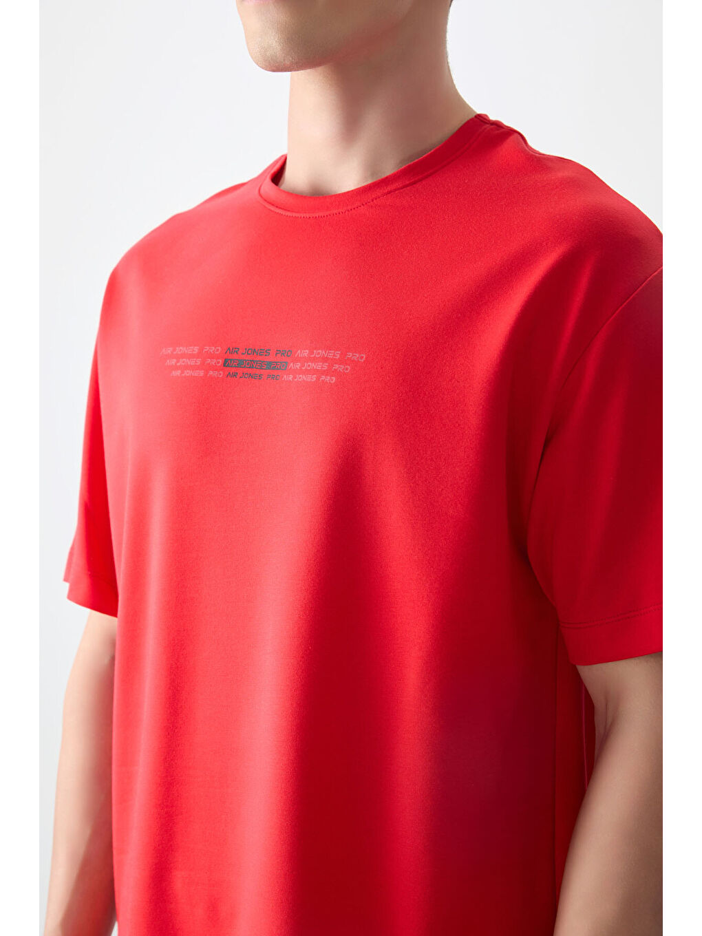 Kırmızı Fiesta Pamuklu Kalın Yumuşak Dokulu Oversize Fit Baskılı Erkek Tişört - 88374-2