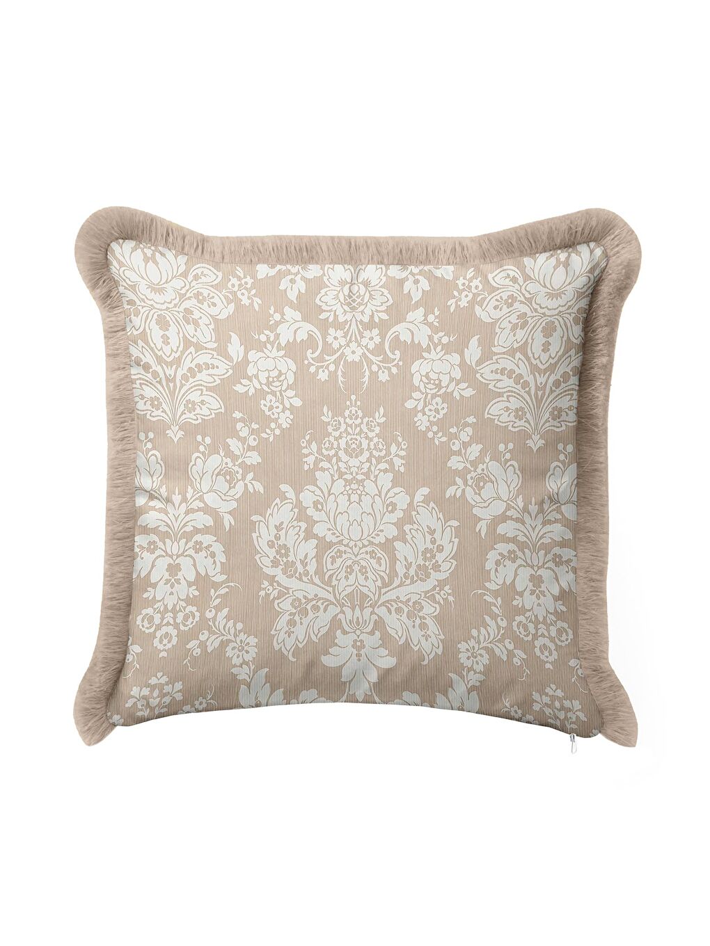 Karışık Barok Lüks Saçaklı Yastık Kılıfı - Klasik Country Bej Krem Püsküllü Kırlent Kılıfı-2