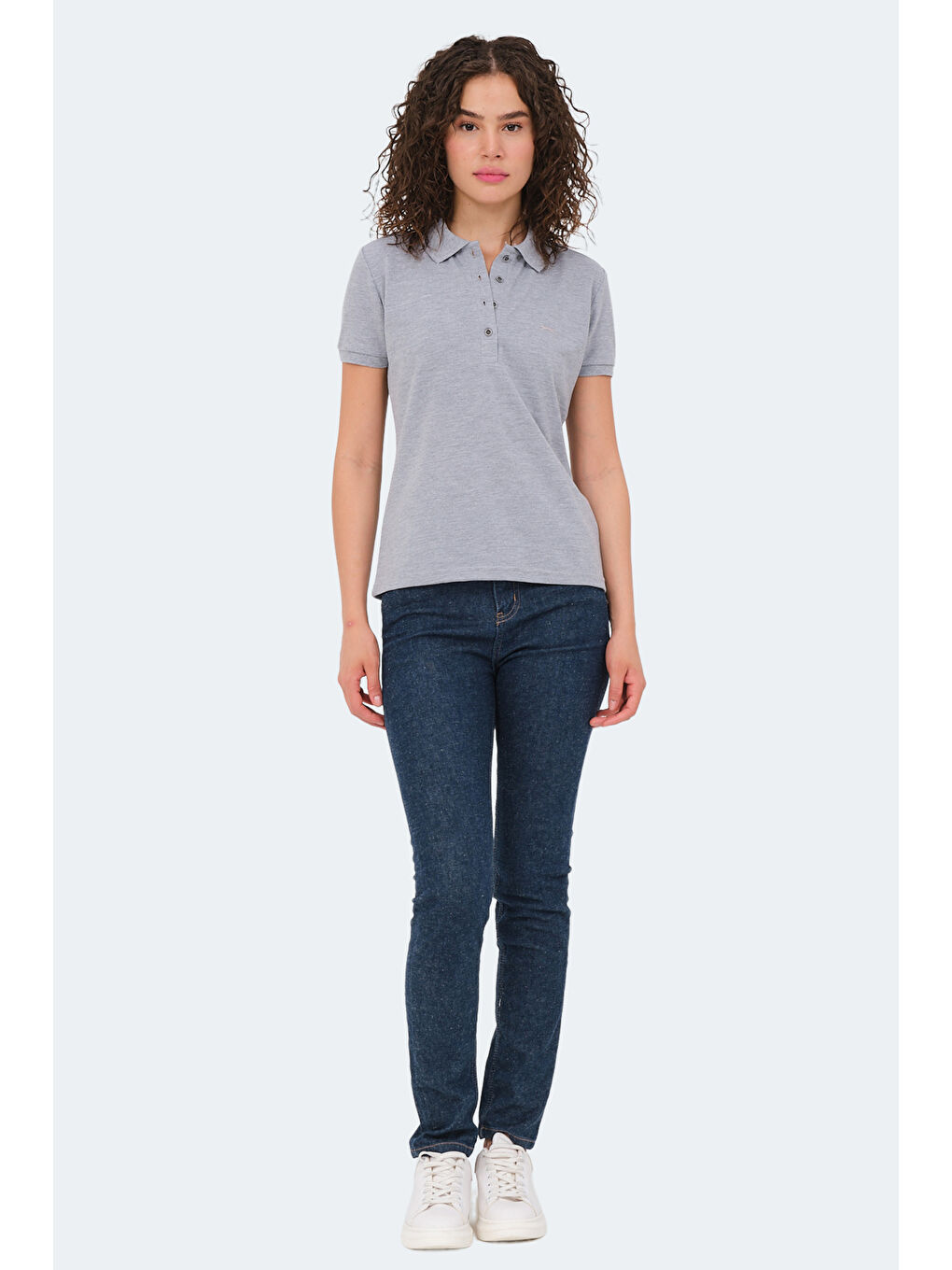VERA I Kadın Polo Yaka Gri Tişört-6