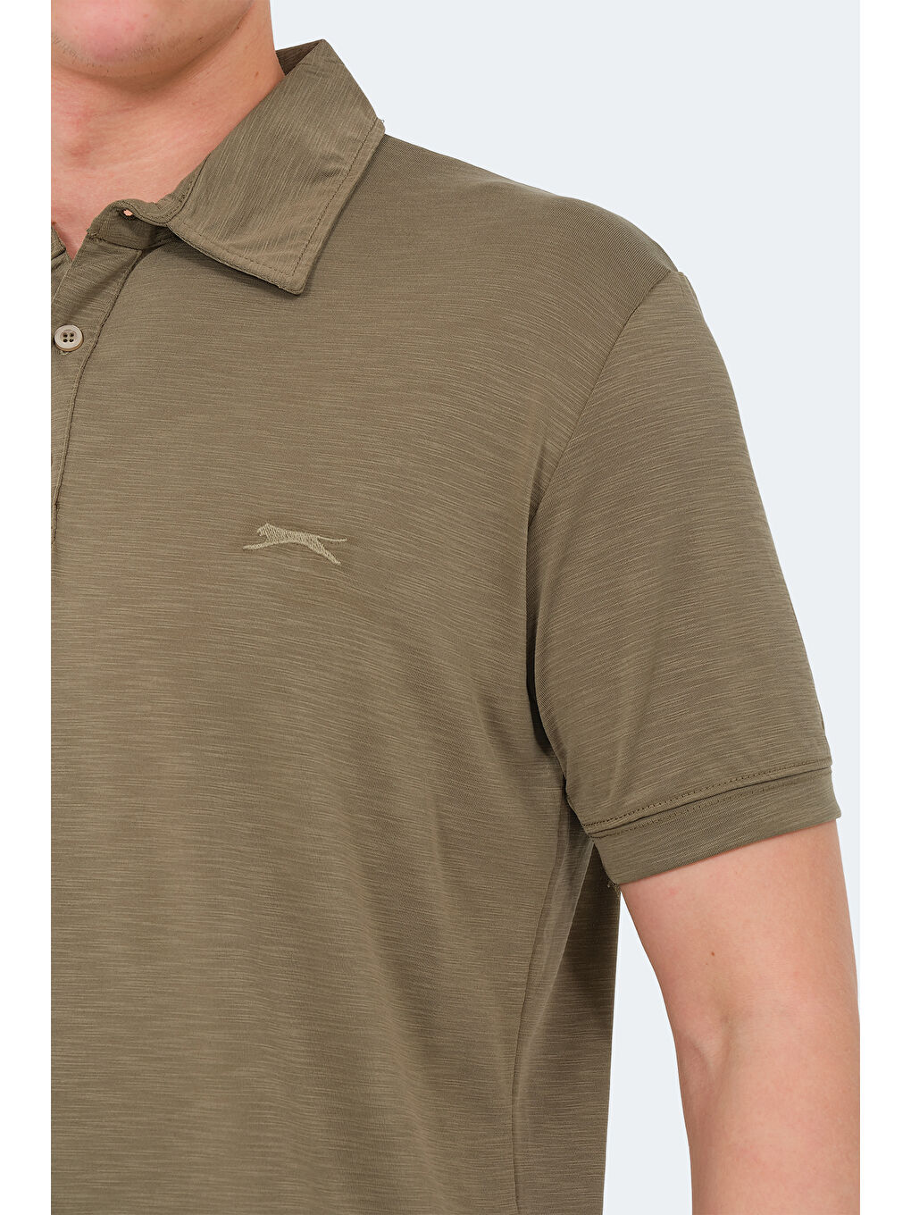 Haki Polo Yaka Kısa Kollu Erkek Tişört-4
