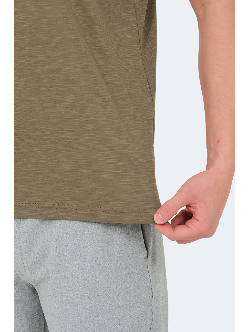 Haki Polo Yaka Kısa Kollu Erkek Tişört-5