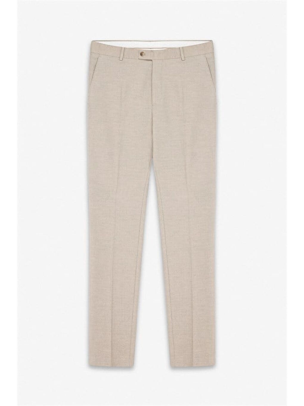 Bej Slim Sivri Yaka 6 Drop Yelekli Takım Elbise-11