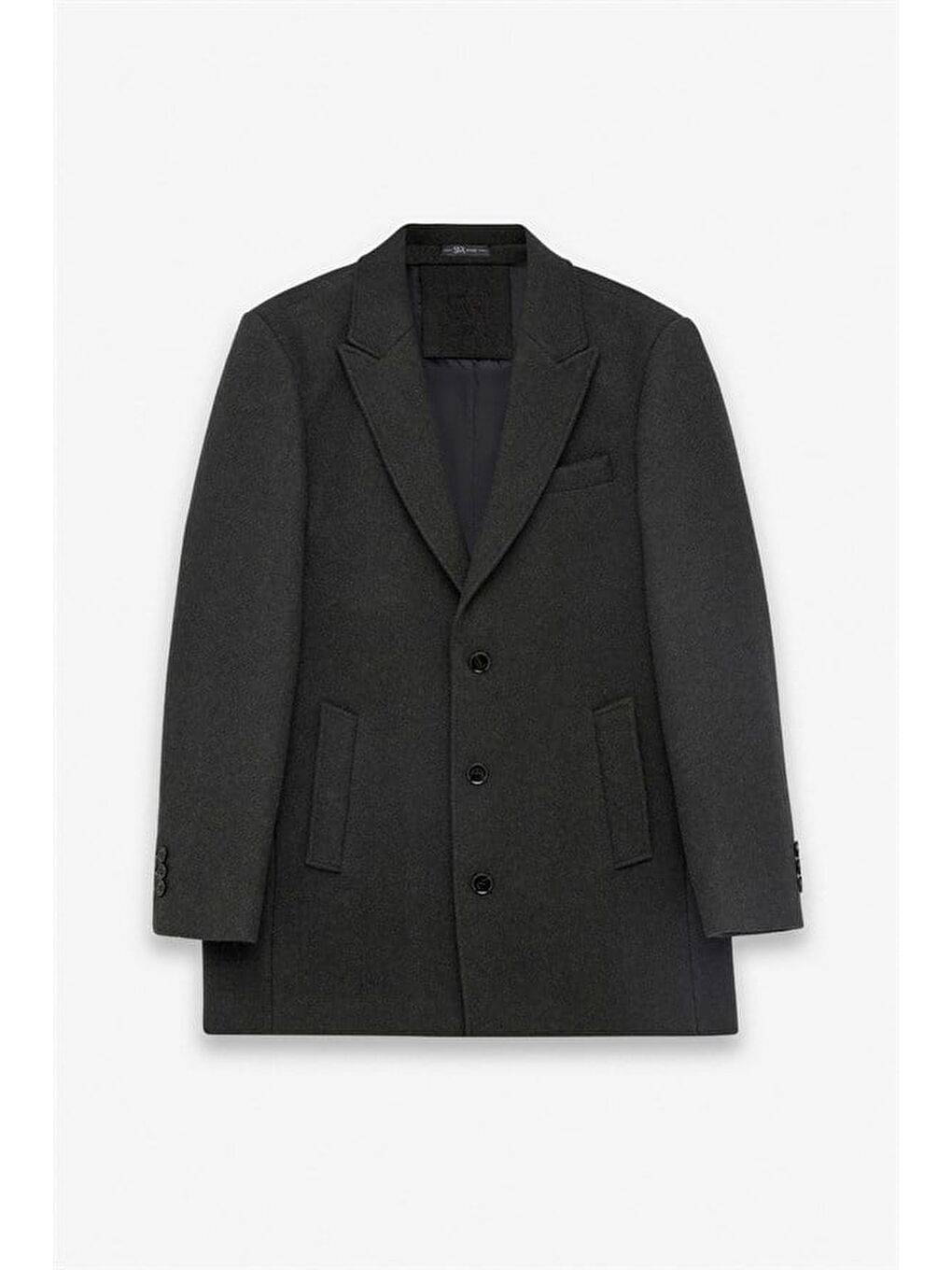 Haki Slim Sivri Yaka Düz Yan Cepli Düğmeli Dolgusuz Standart Kaban-8