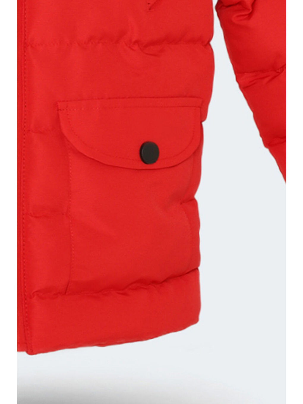 NAPOLI Unisex Çocuk Kapüşonlu Şişme Kırmızı Mont & Kaban-7