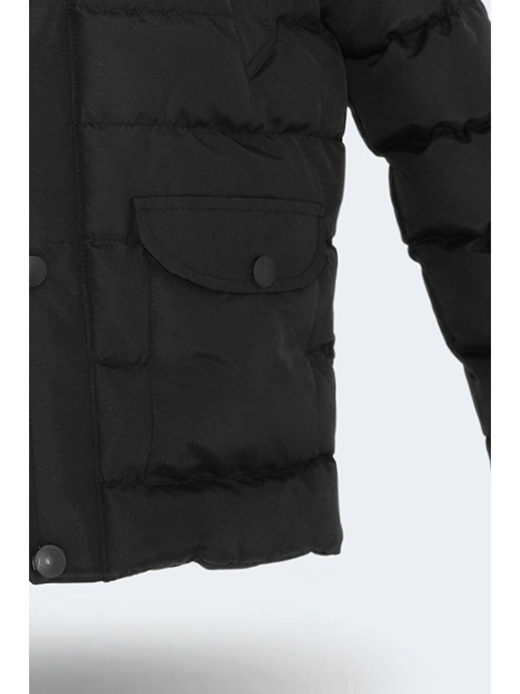 NAPOLI Unisex Çocuk Kapüşonlu Şişme Siyah Mont & Kaban-7