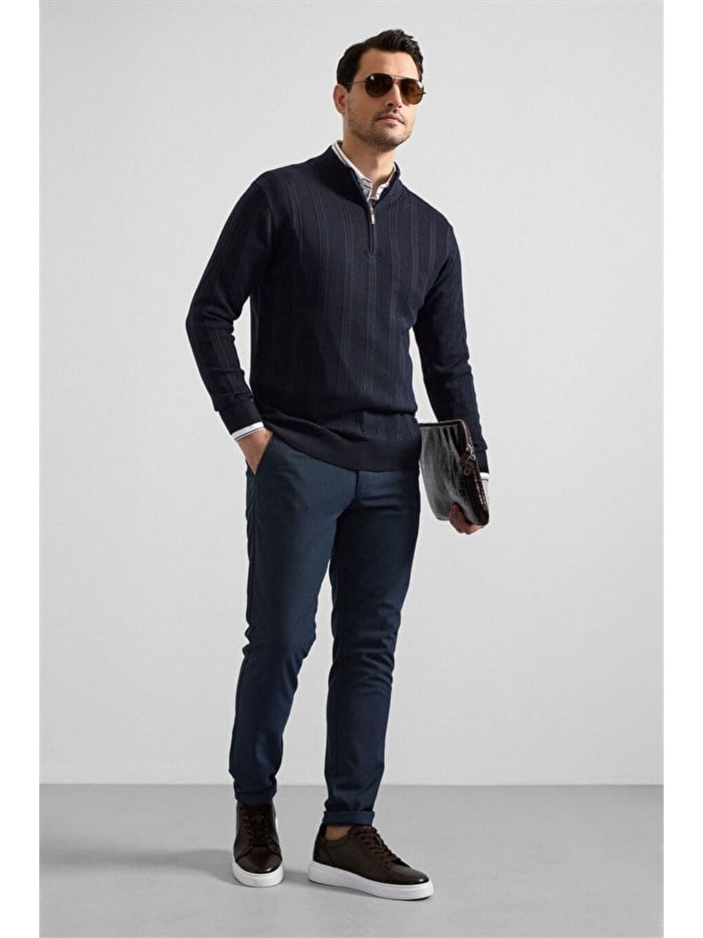 Lacivert Regular Yarım Balıkçı Yaka Kazak-3