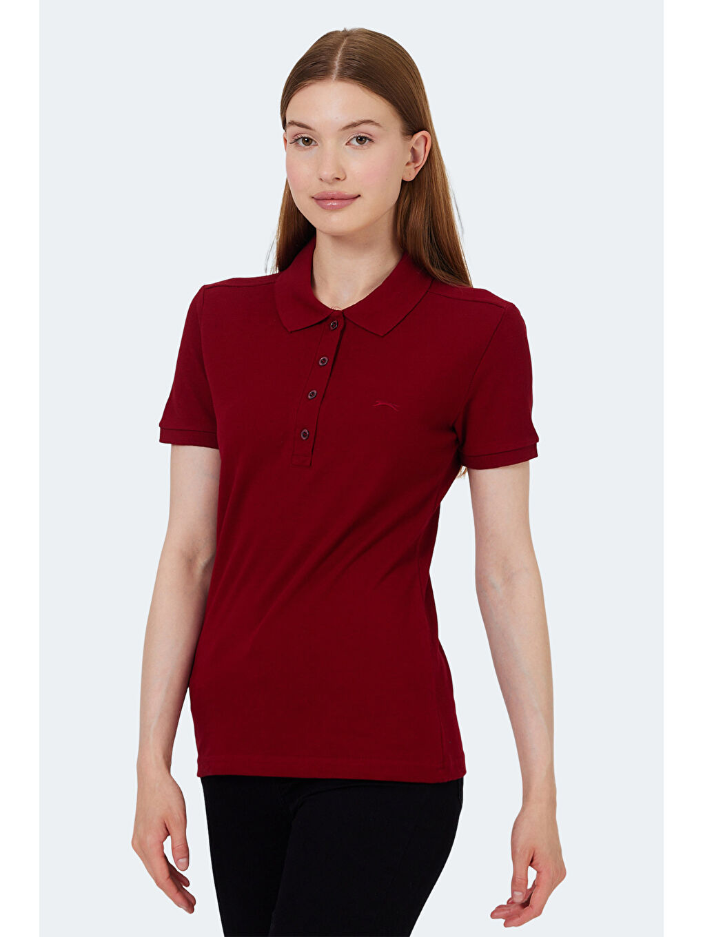 VERA I Kadın Polo Yaka Bordo Tişört-2