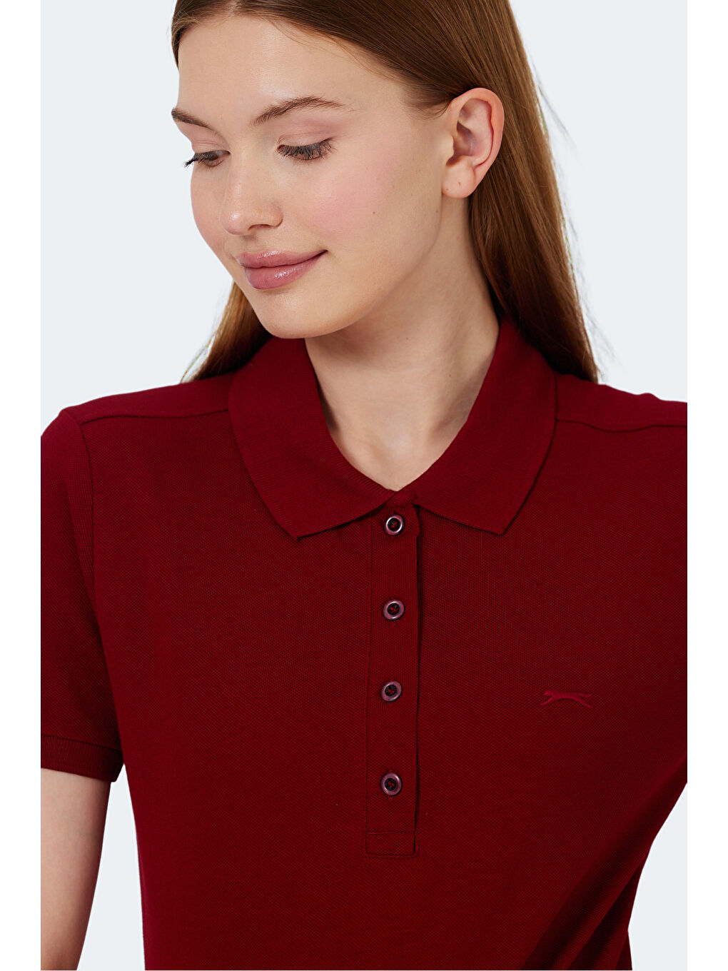 VERA I Kadın Polo Yaka Bordo Tişört-3